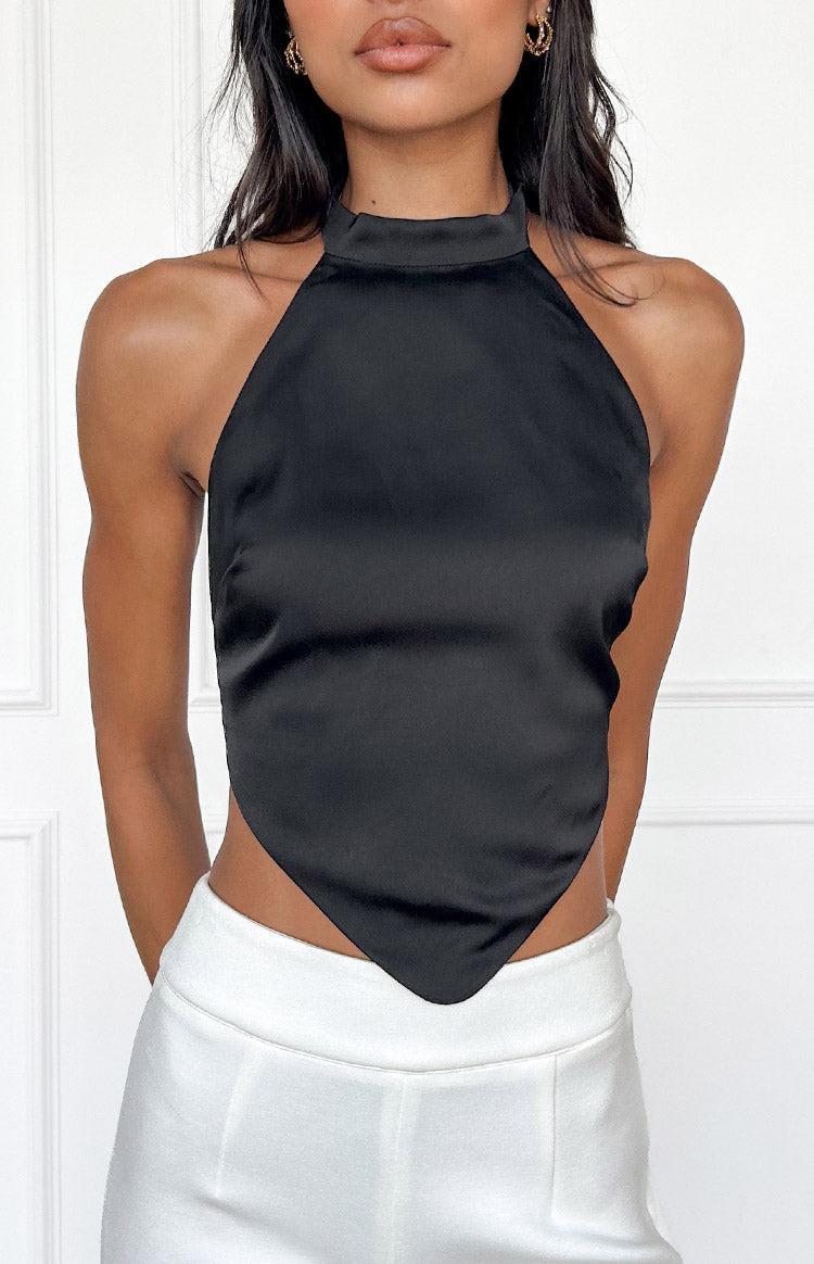 Laylee Black High Neck Satin Top Girls Product Image