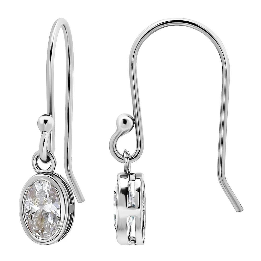 Aleure Precioso Sterling Silver Cubic Zirconia Oval Cut Drop Earrings, Women's Product Image