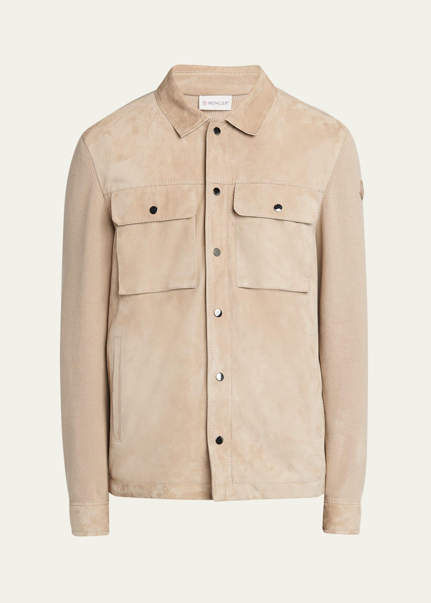 Mens Polished Cotton Knit Leather Shacket Product Image