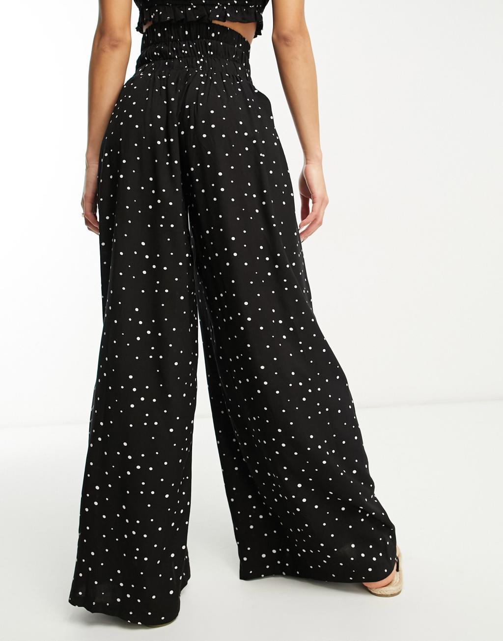 Esmee Exclusive shirred wide leg beach pants Product Image