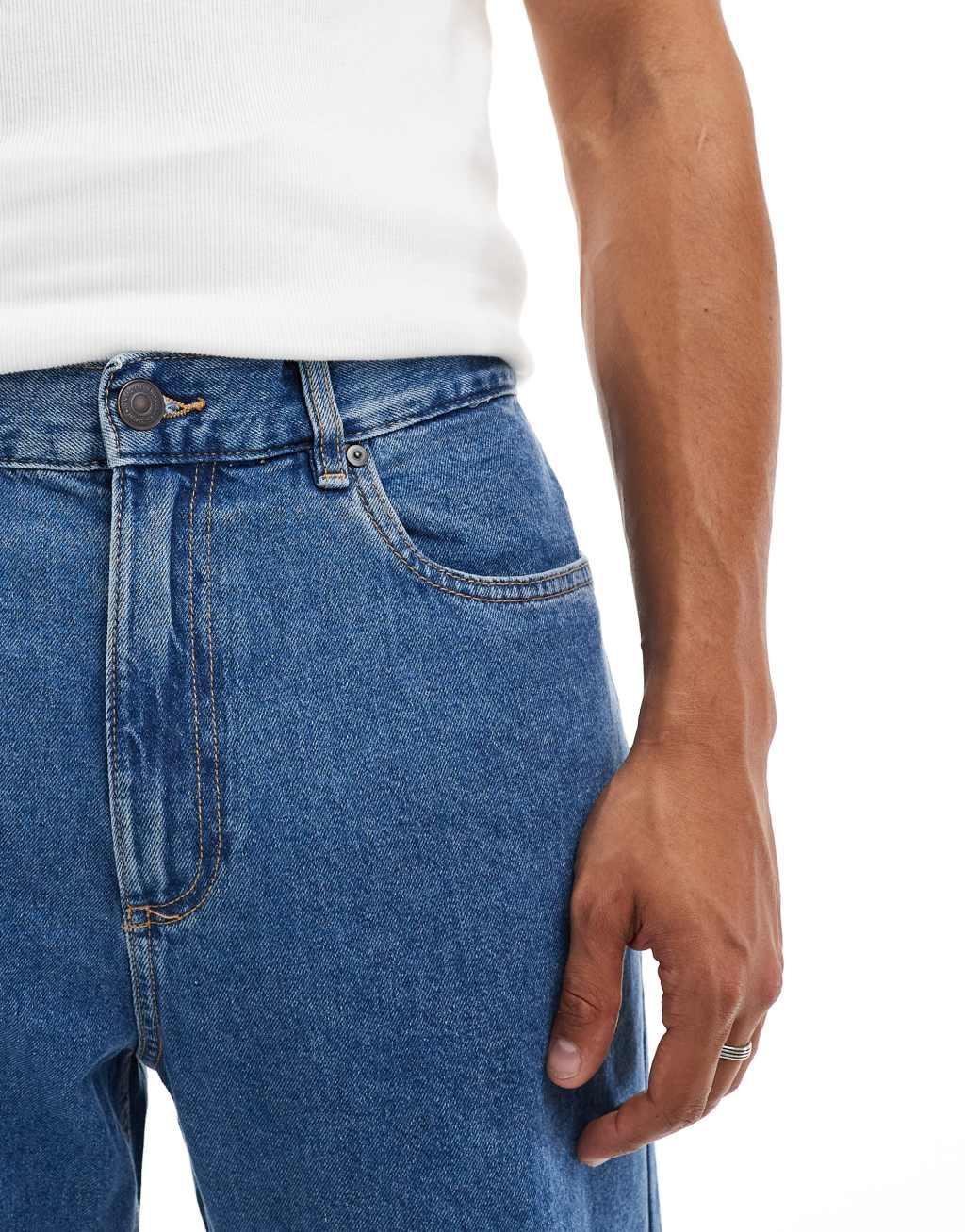ADPT super baggy jeans in mid wash blue Product Image