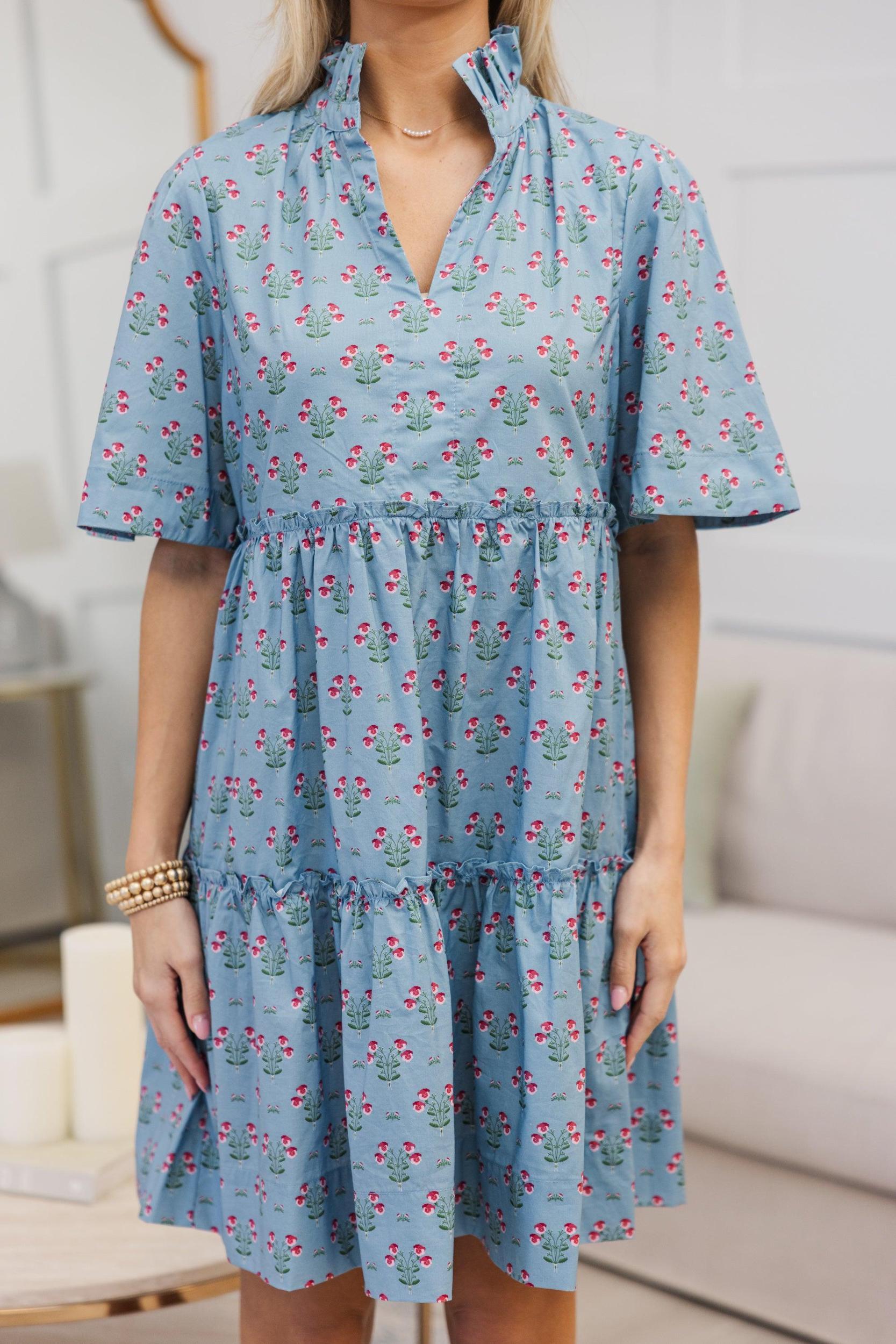 NURSING COLLECTION: Feeling Your Best Blue Floral Medallion Dress Female Product Image