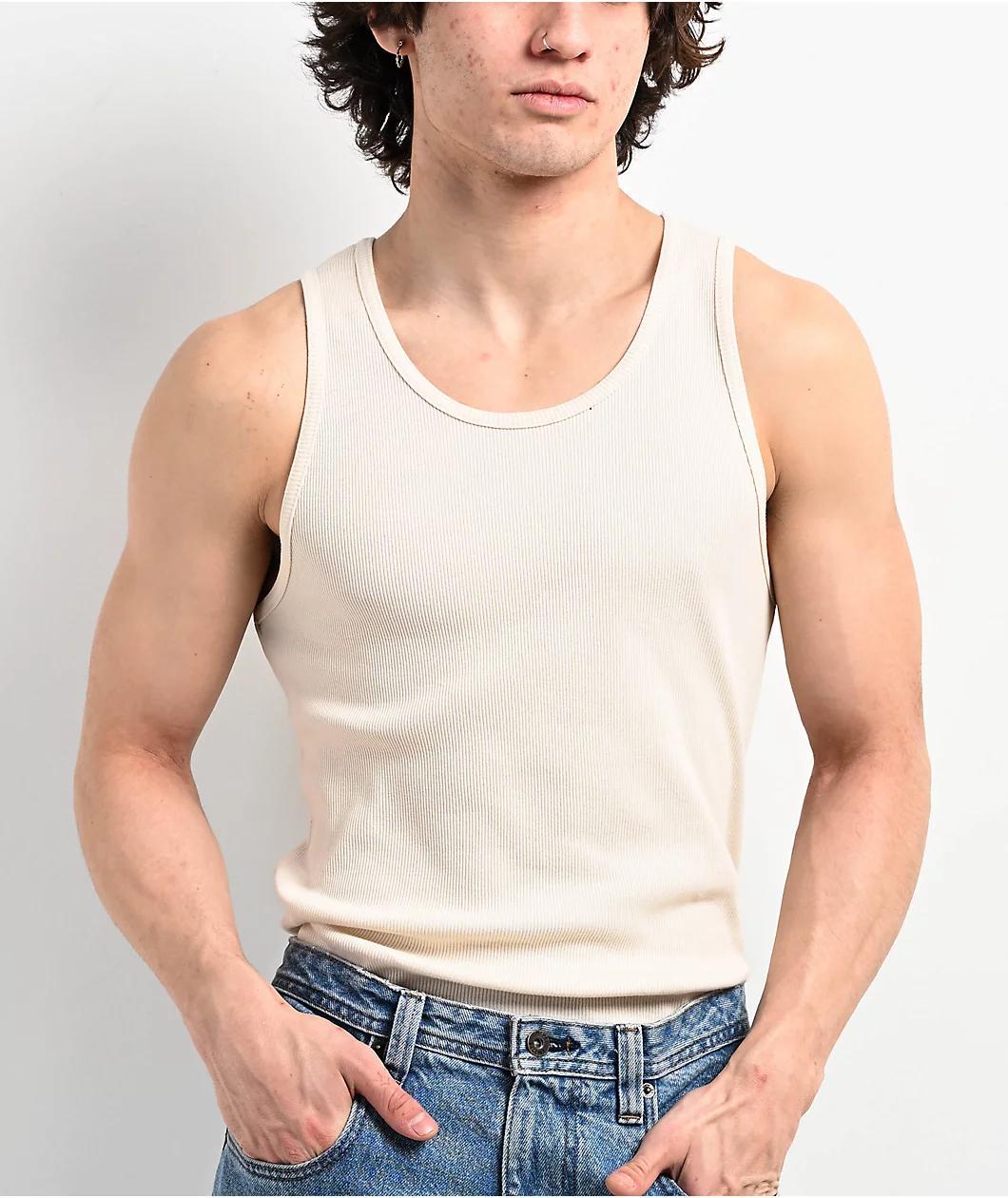 Empyre White Ribbed Tank Top Product Image