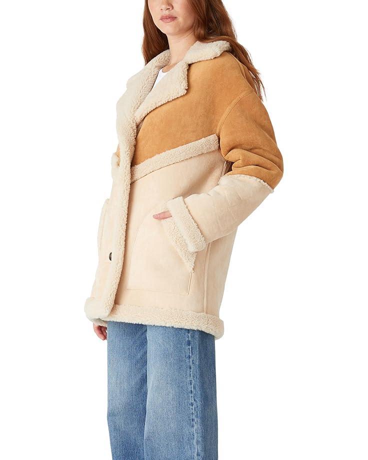 Oversized Faux Sherpa Jacket With Denim Sleeves Product Image
