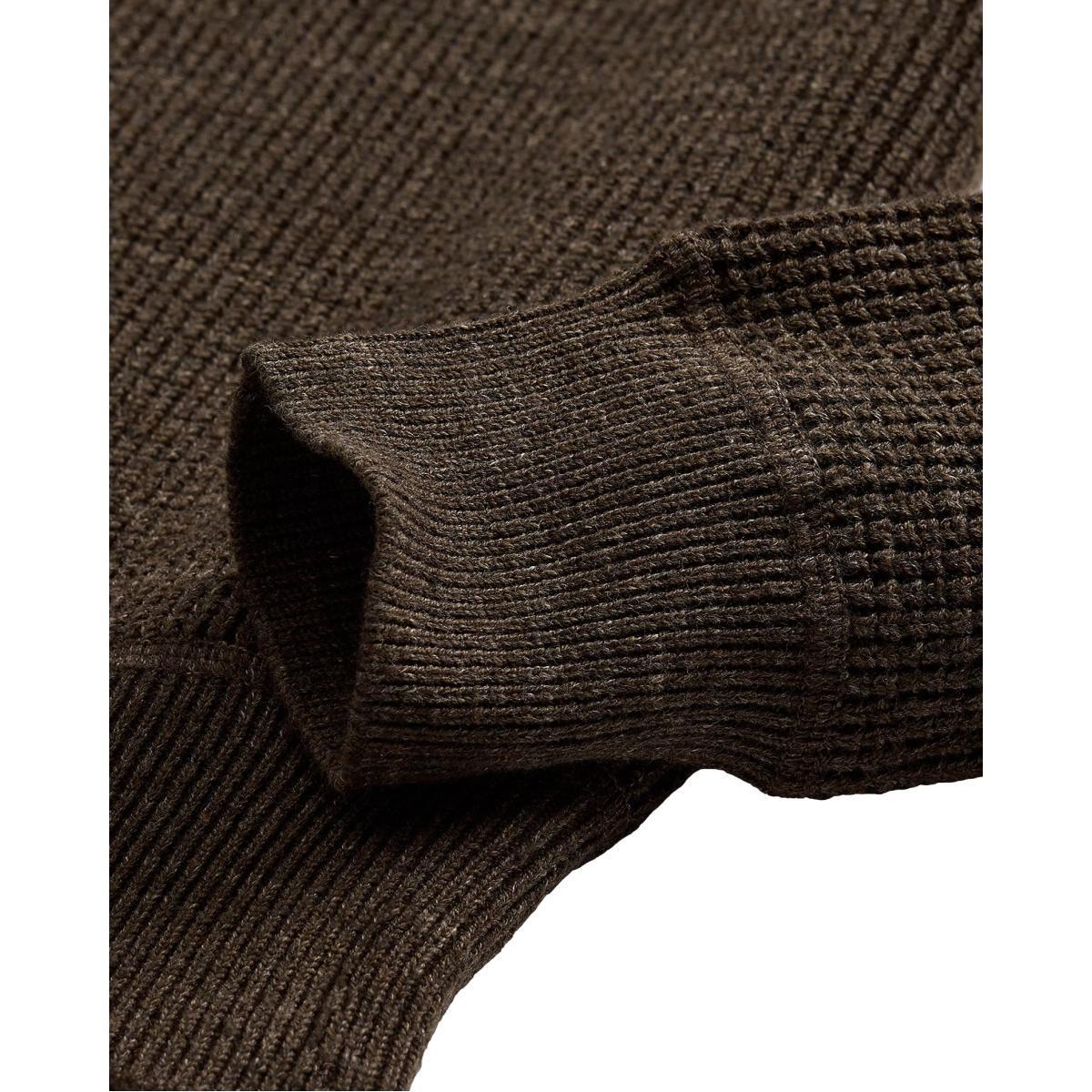 Waffle-Knit Cotton-Wool Sweater Dark Olive Heather Product Image