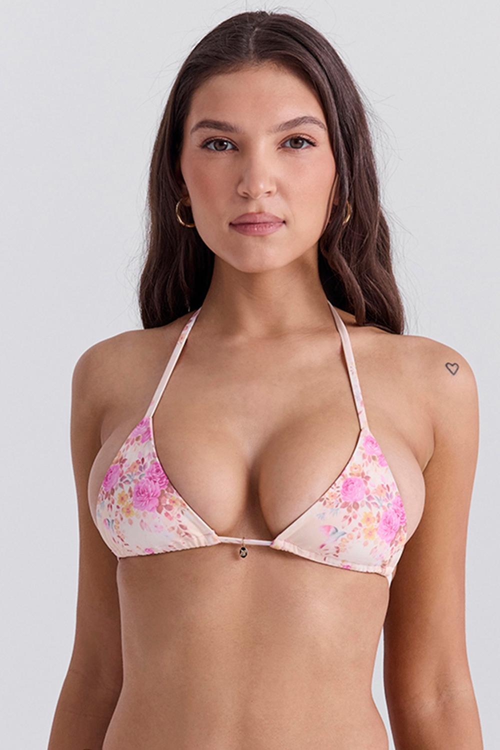 Caribe Floral Print Bikini Top Product Image