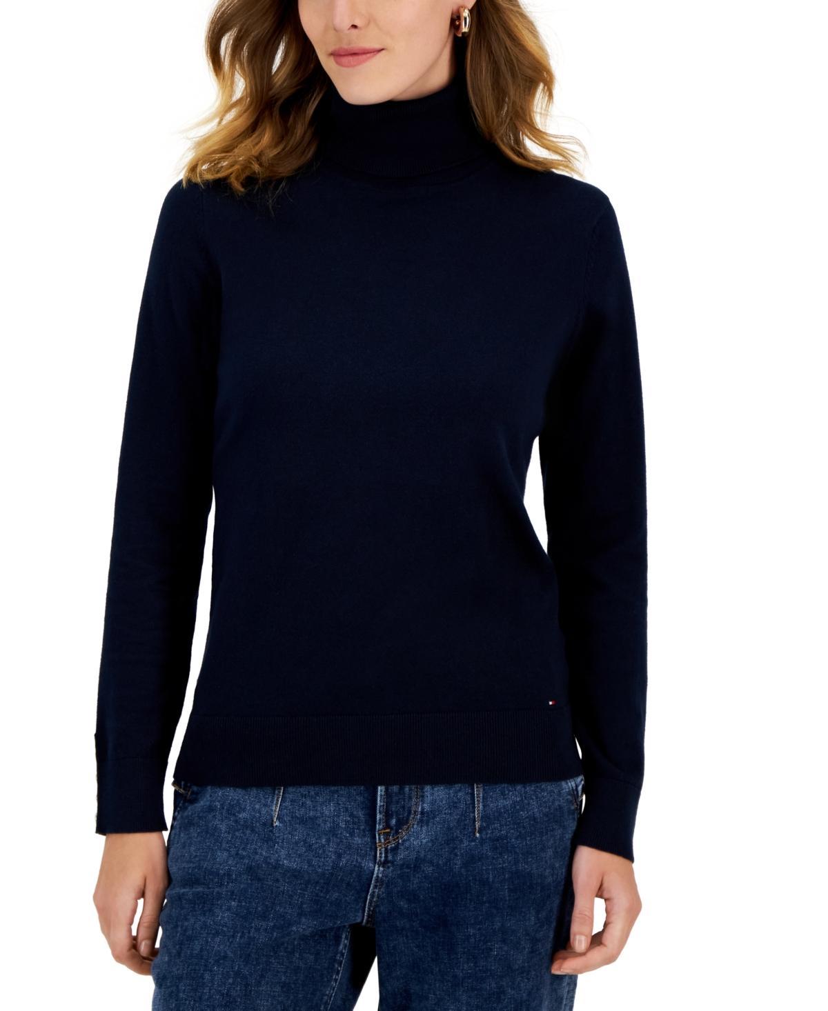 Tommy Hilfiger Solid Turtleneck Sweater (True ) Women's Sweater Product Image