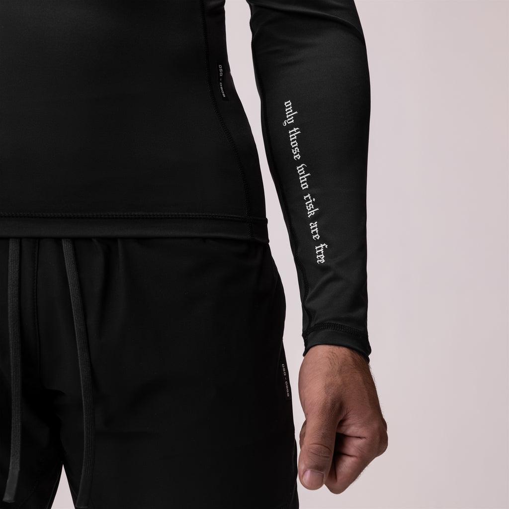 0908. WarpFlexx™ Compression Mock Neck Long Sleeve - Black "Space Bracket" Product Image