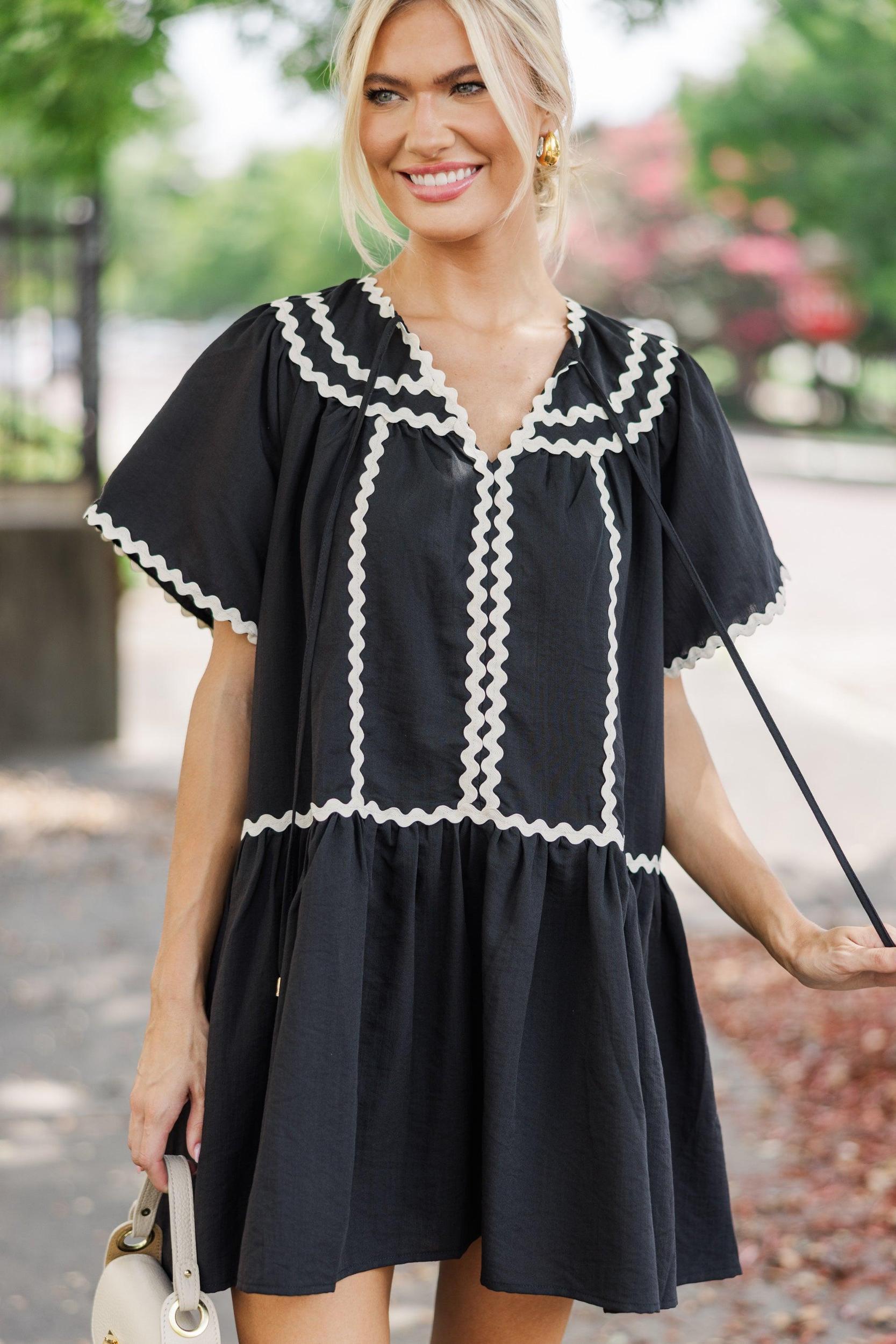 This Time Black Rickrack Dress Female Product Image