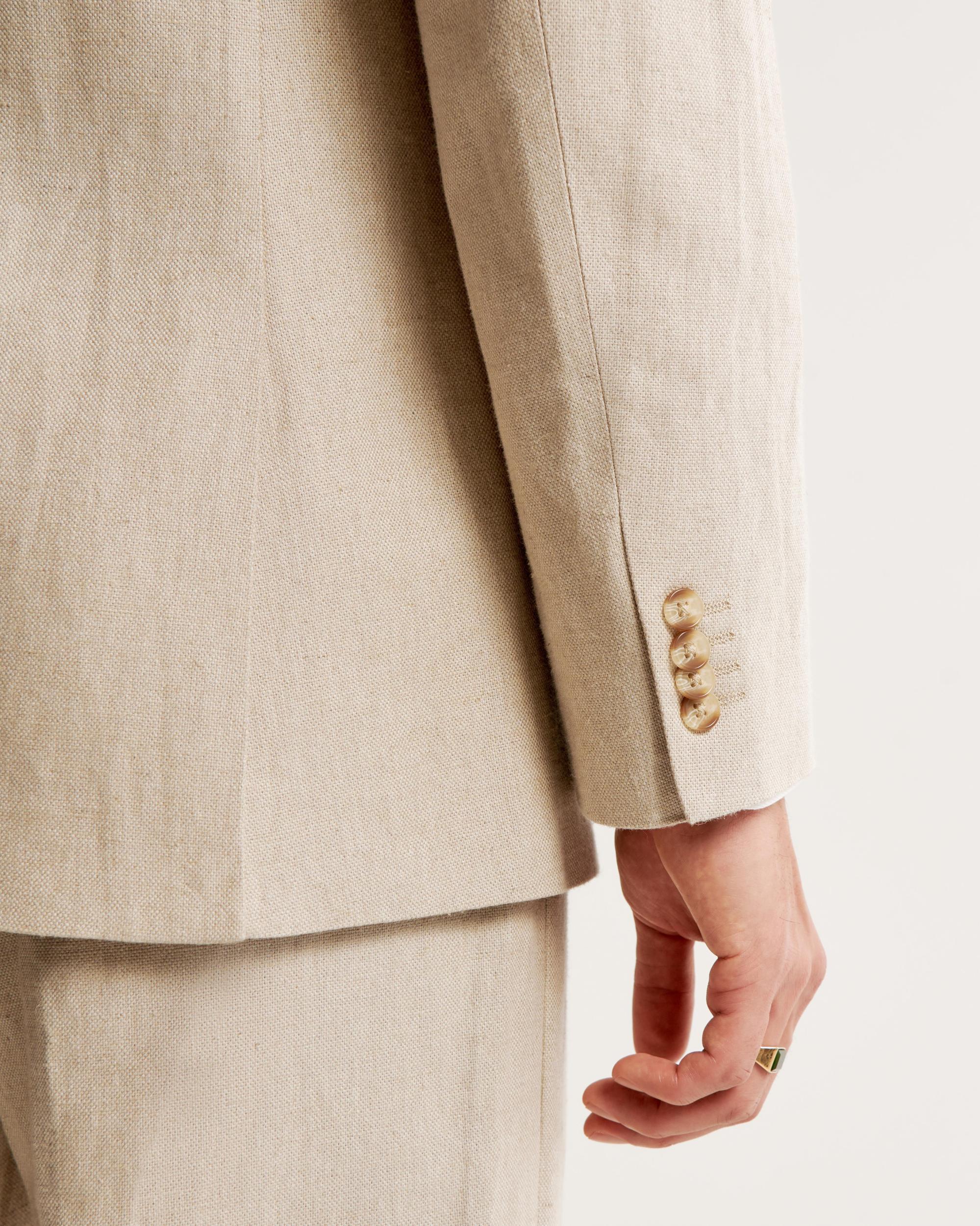 The A&F Collins Tailored Double-Breasted Linen-Blend Blazer Product Image
