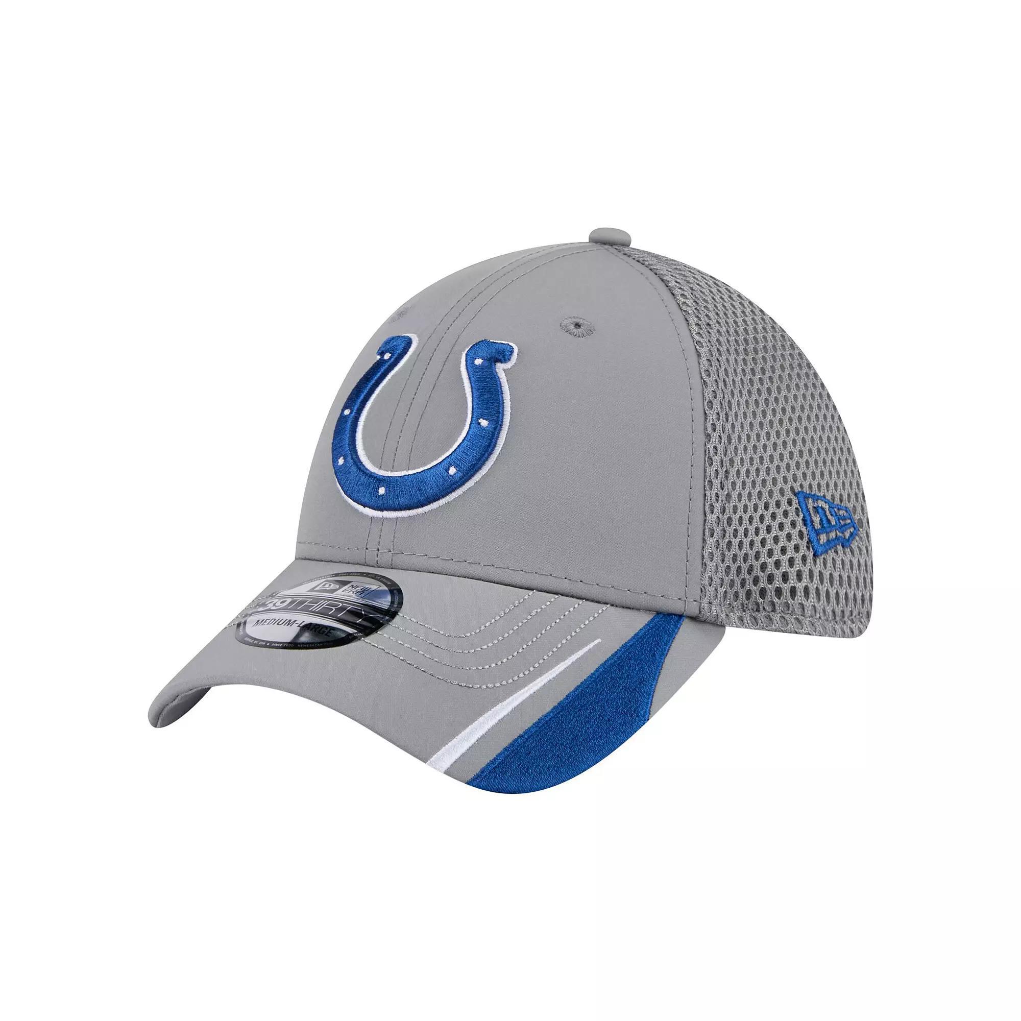 Men's New Era  Gray Indianapolis Colts Game Day Linear 39THIRTY Flex Hat, Size: Small/Medium, Grey Product Image