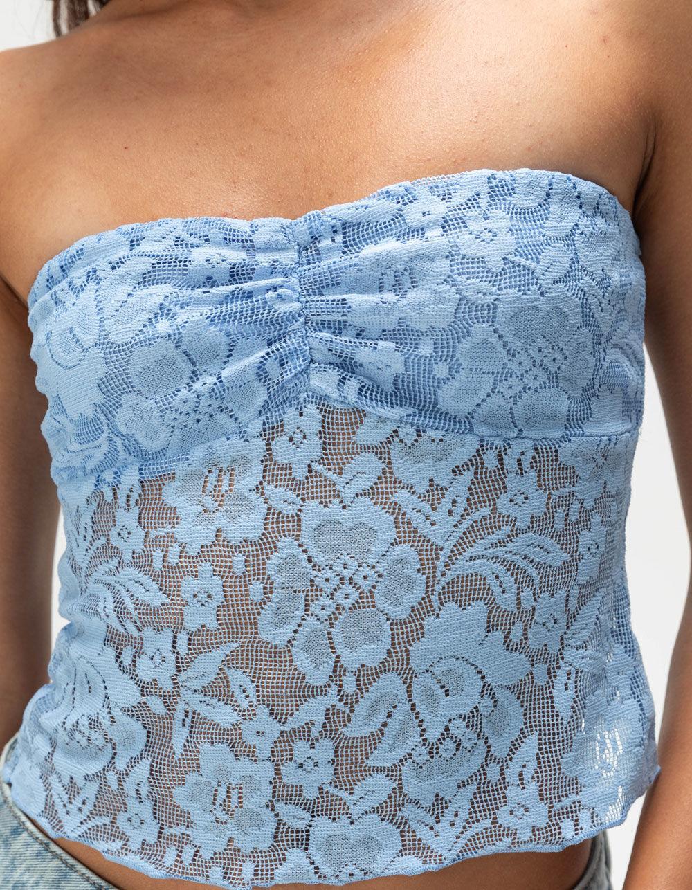 RSQ Womens Lace Tube Top - LIGHT BLUE Product Image