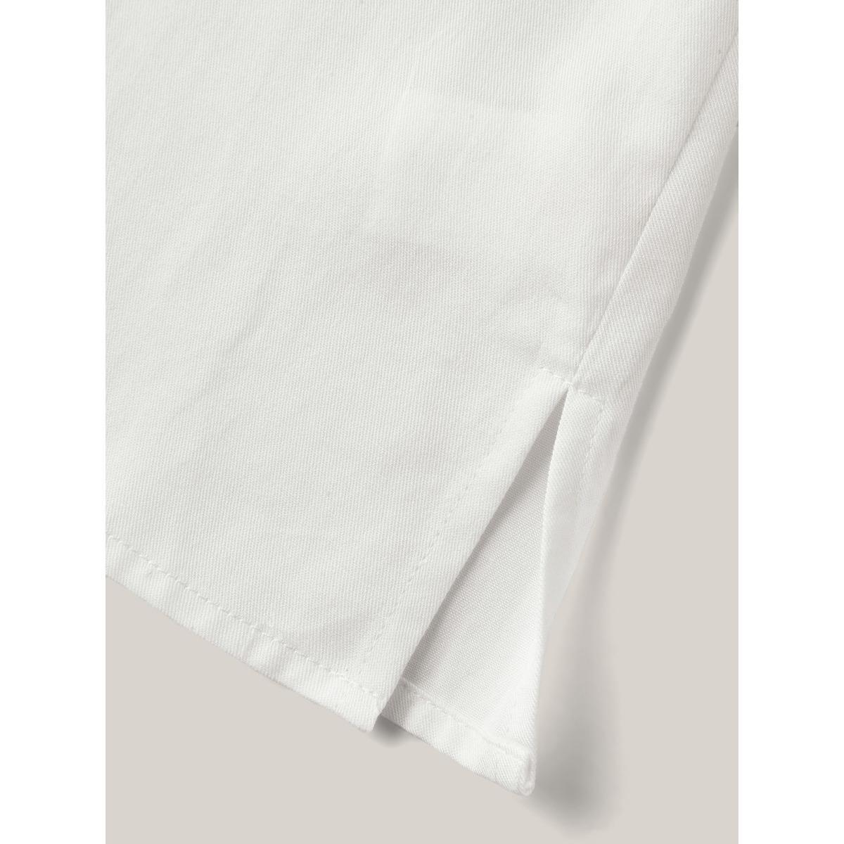 Plus Size Originalwhite Eyelet Trim Sheer Button Detail Blouse Women Short sleeve Notched collar Everyday-Elegant Blouses BloomChic 12/L Product Image