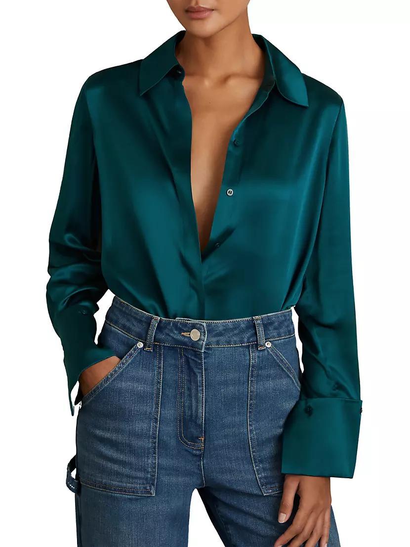 Womens Hailey Silk Button-Front Shirt Product Image