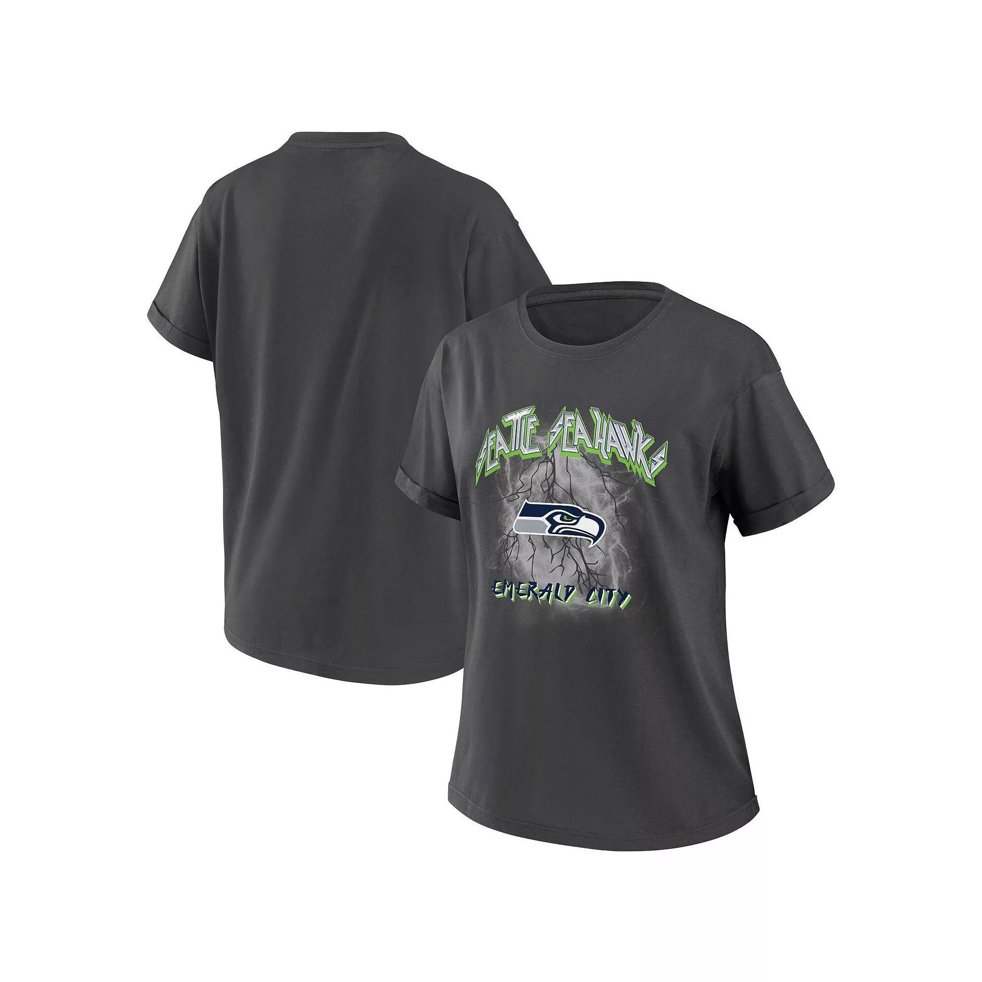 Women's WEAR by Erin Andrews Charcoal Indianapolis Colts Boyfriend T-Shirt, Size: Small Product Image