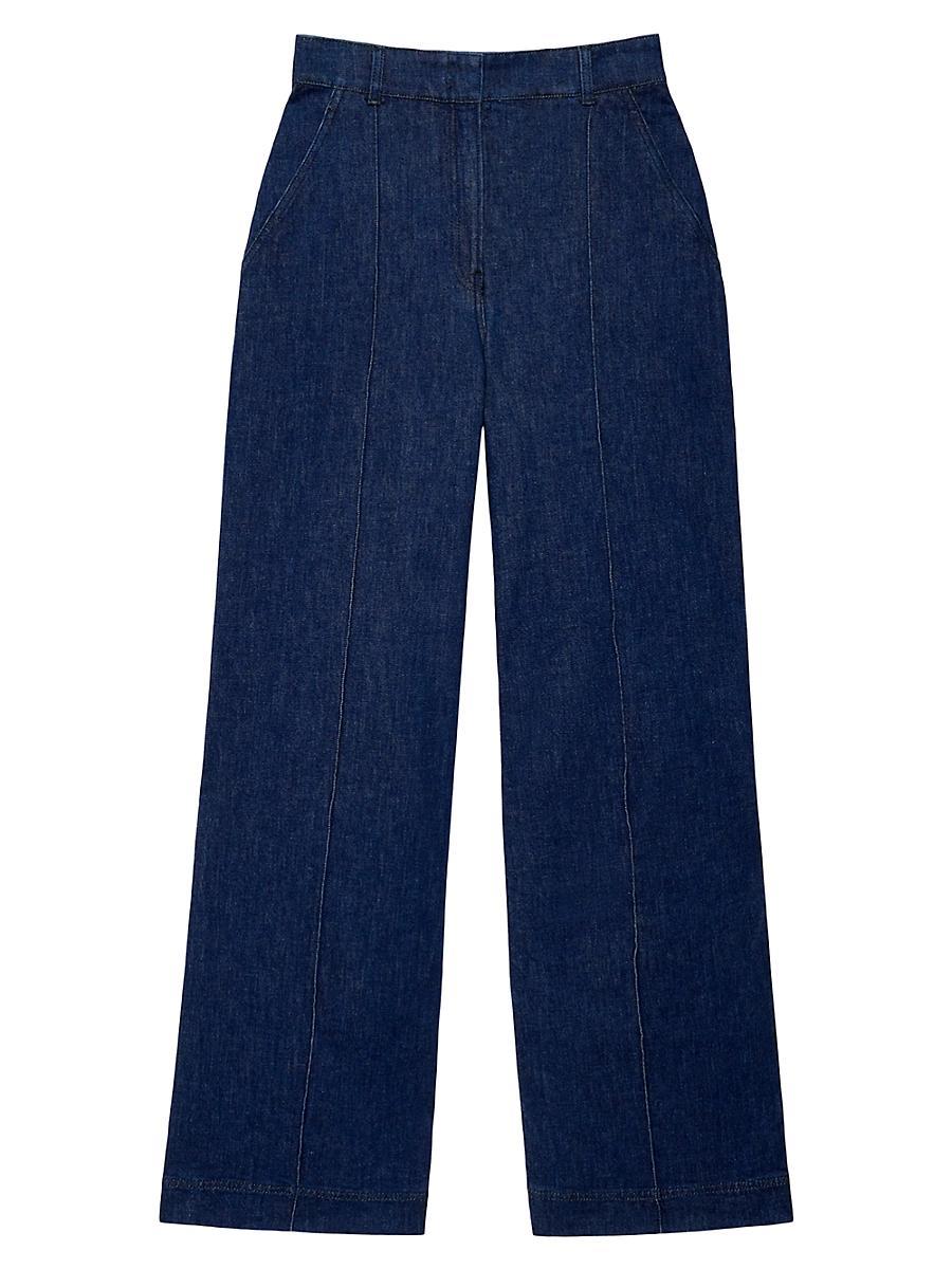 Womens High Waisted Denim Trousers Product Image