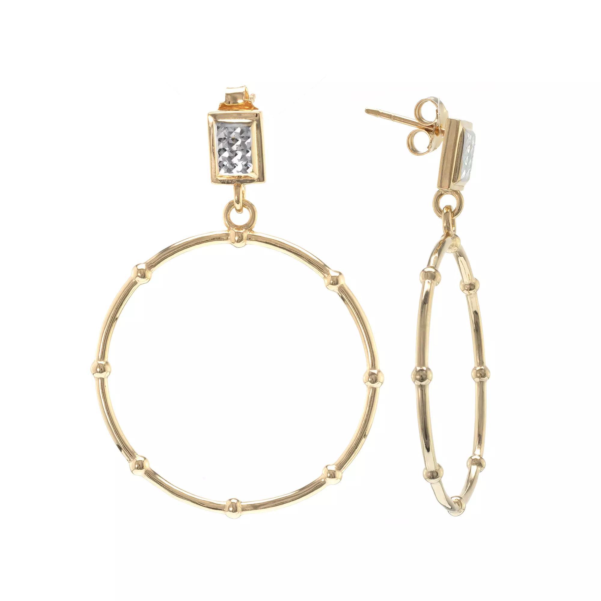 Judy Crowell Sterling Silver Diamond Cut Open Circle Beaded Drop Earrings, Women's Product Image