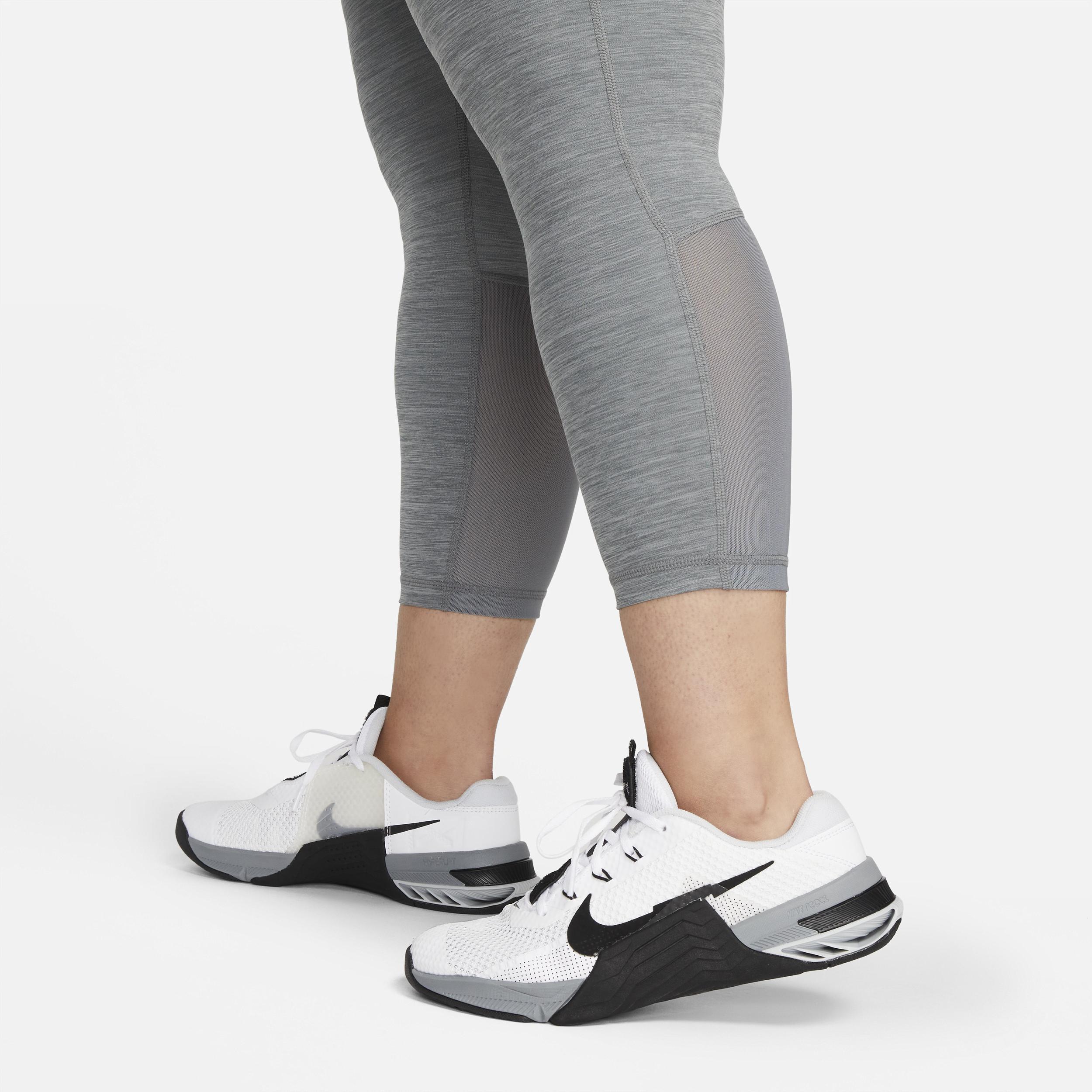 Womens Nike Pro Mid-Rise Crop Mesh-Panel Leggings (Plus Size) | DC5393-084 Product Image