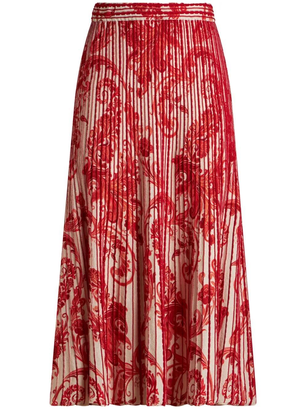 paisley-print pleated midi skirt Product Image