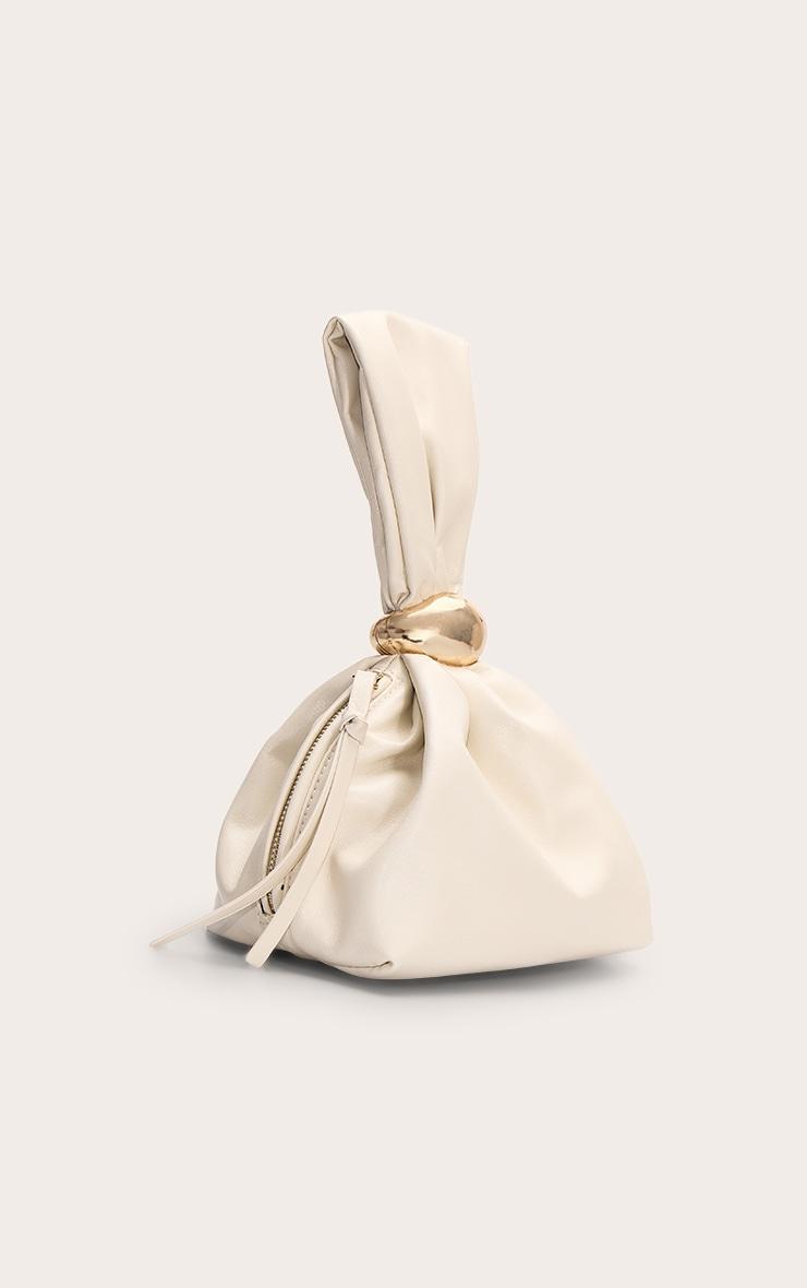 Premium Cream Soft Pu Gold Handle Hand Bag Product Image