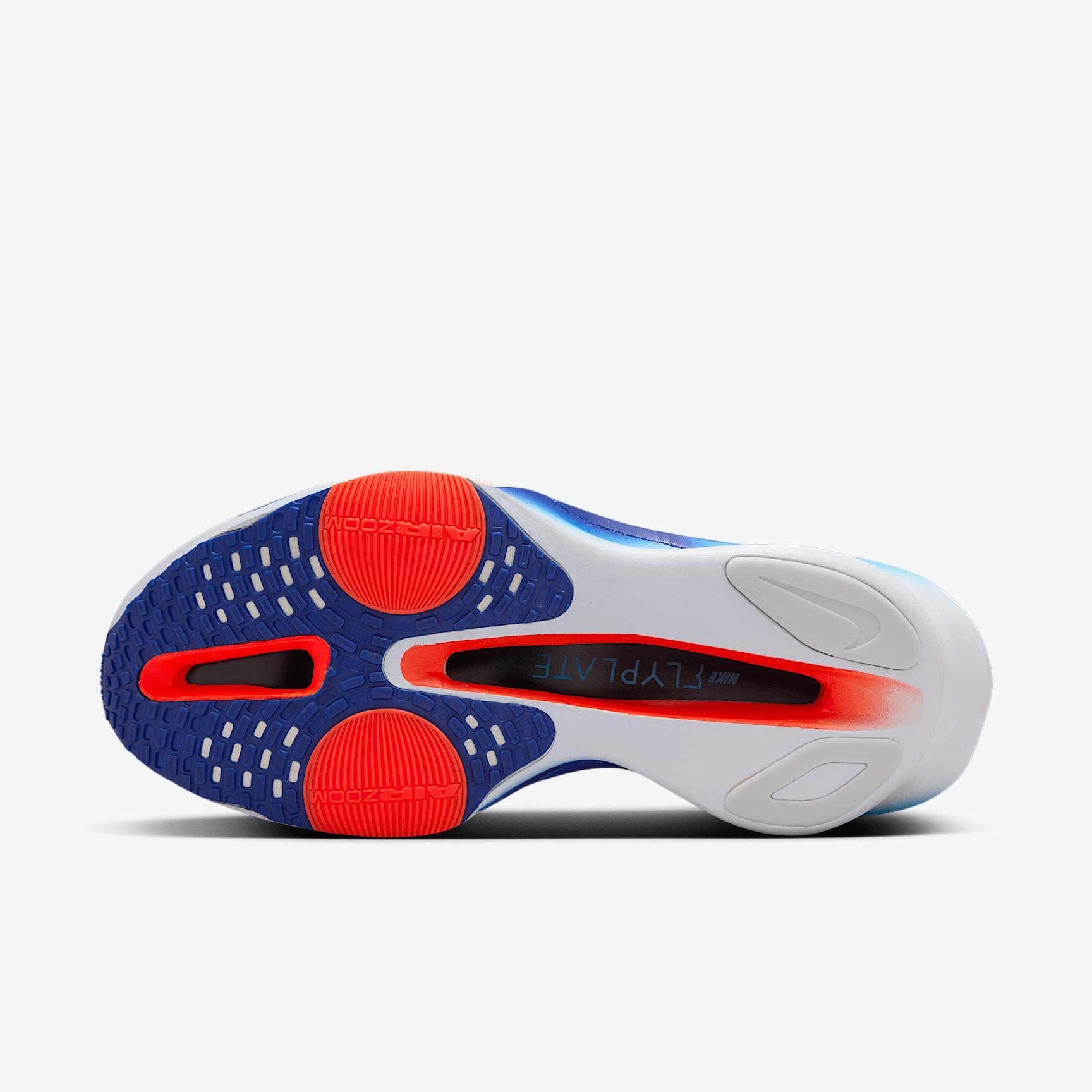 Nike Womens Air Zoom Alphafly 3 Running Shoes in Bright Crimson/Cave Purple/Lime Blast Product Image