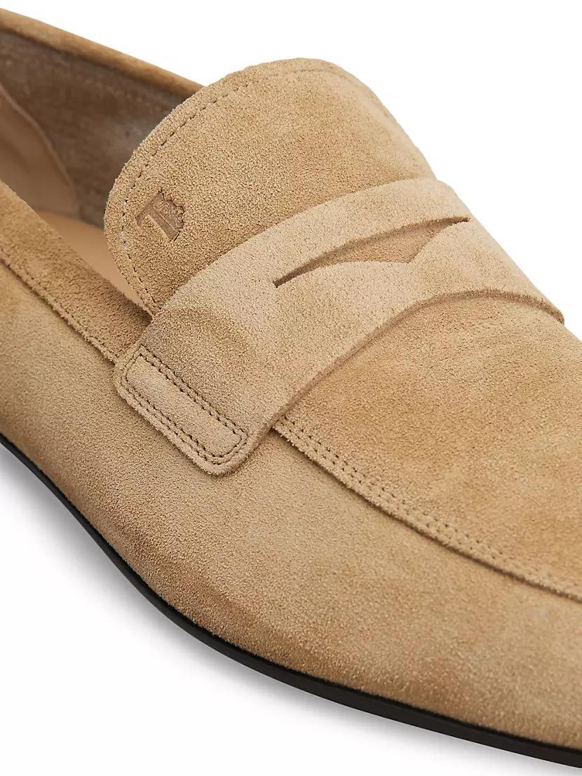 Monogrammed Suede Penny Loafers Product Image