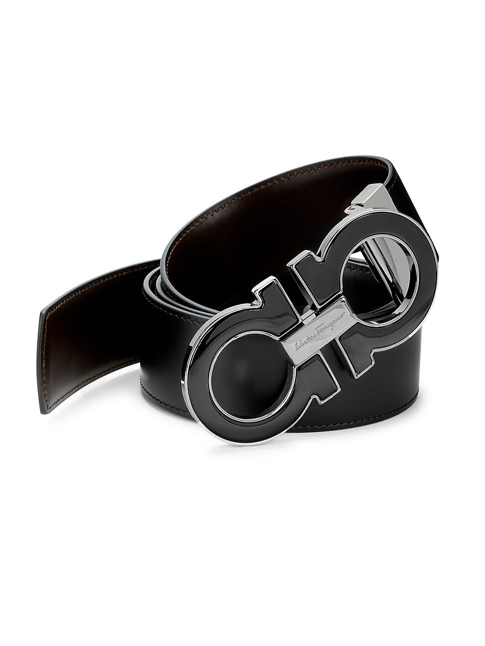 Mens Reversible Leather Gancini-Buckle Belt Product Image