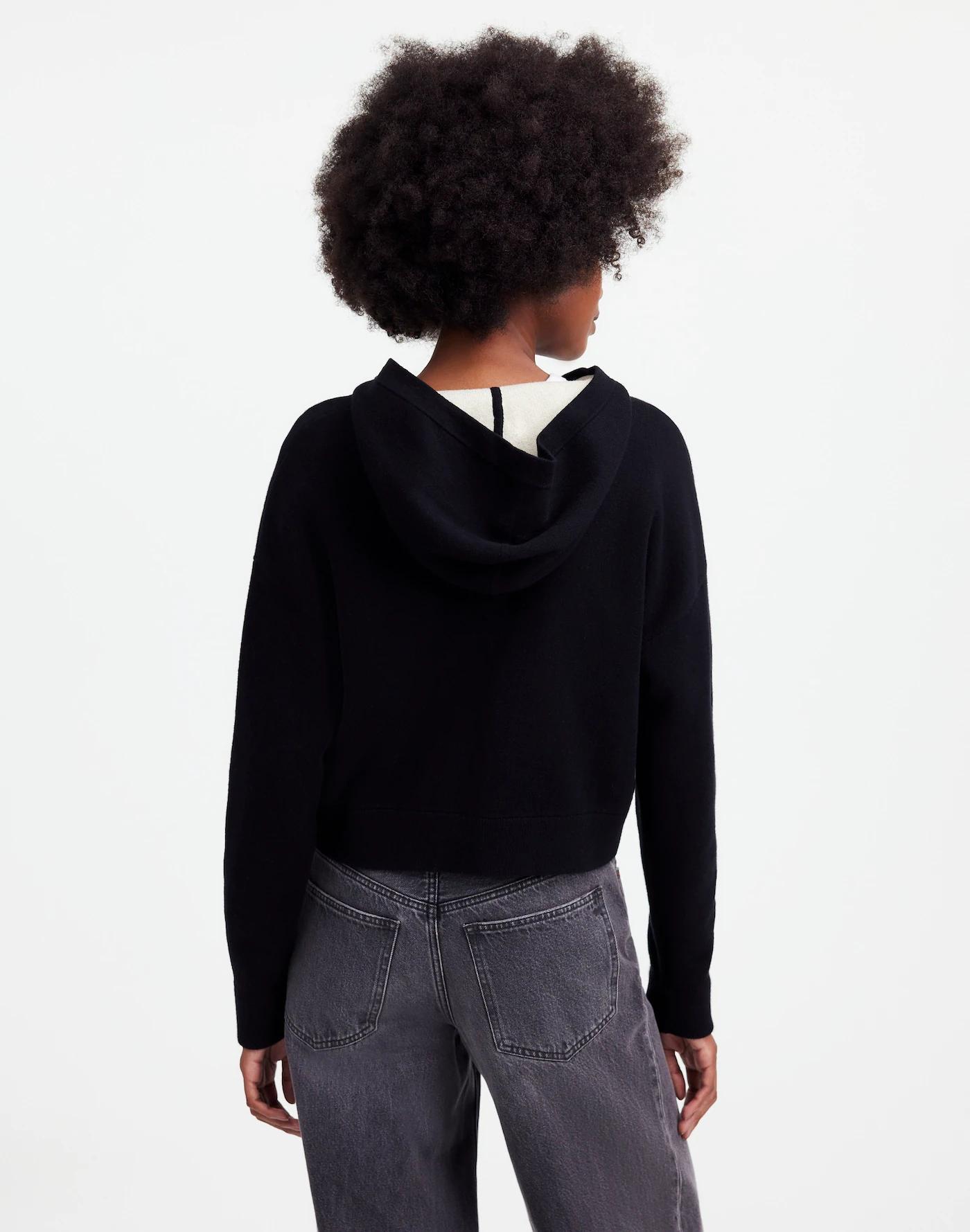 Double-Face Cotton-Blend Sweater Hoodie Product Image