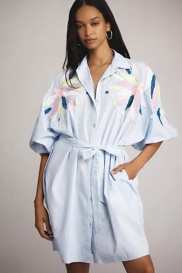 Essentiel Antwerp Galam Embroidered Tie-Waist Mini Dress Product Image