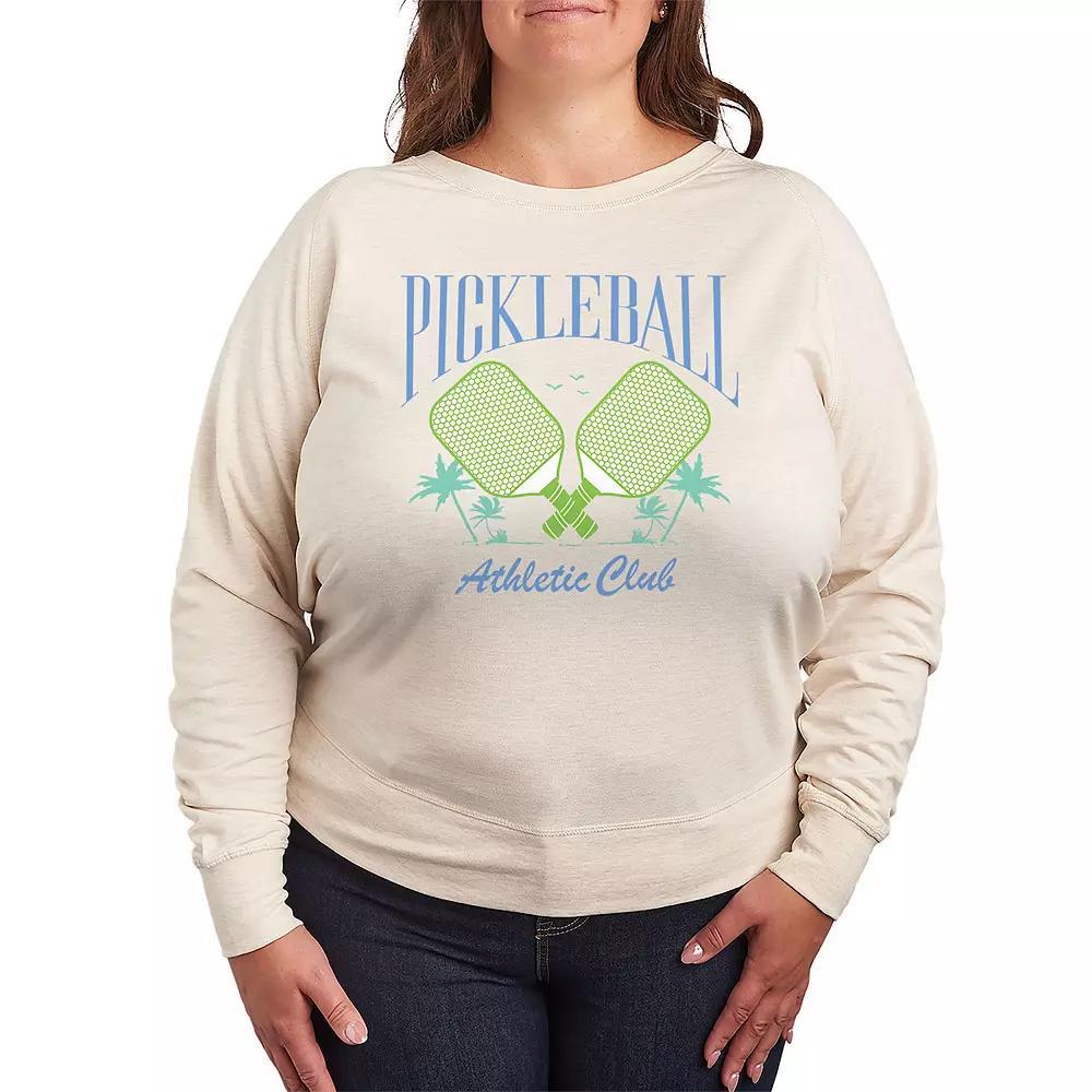Plus Size Pickleball Athletic Club French Terry Long Sleeve Tee, Womens Brown Product Image