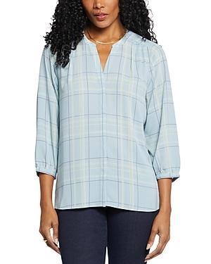 Nydj Three Quarter Sleeve Printed Pintucked Back Blouse Product Image