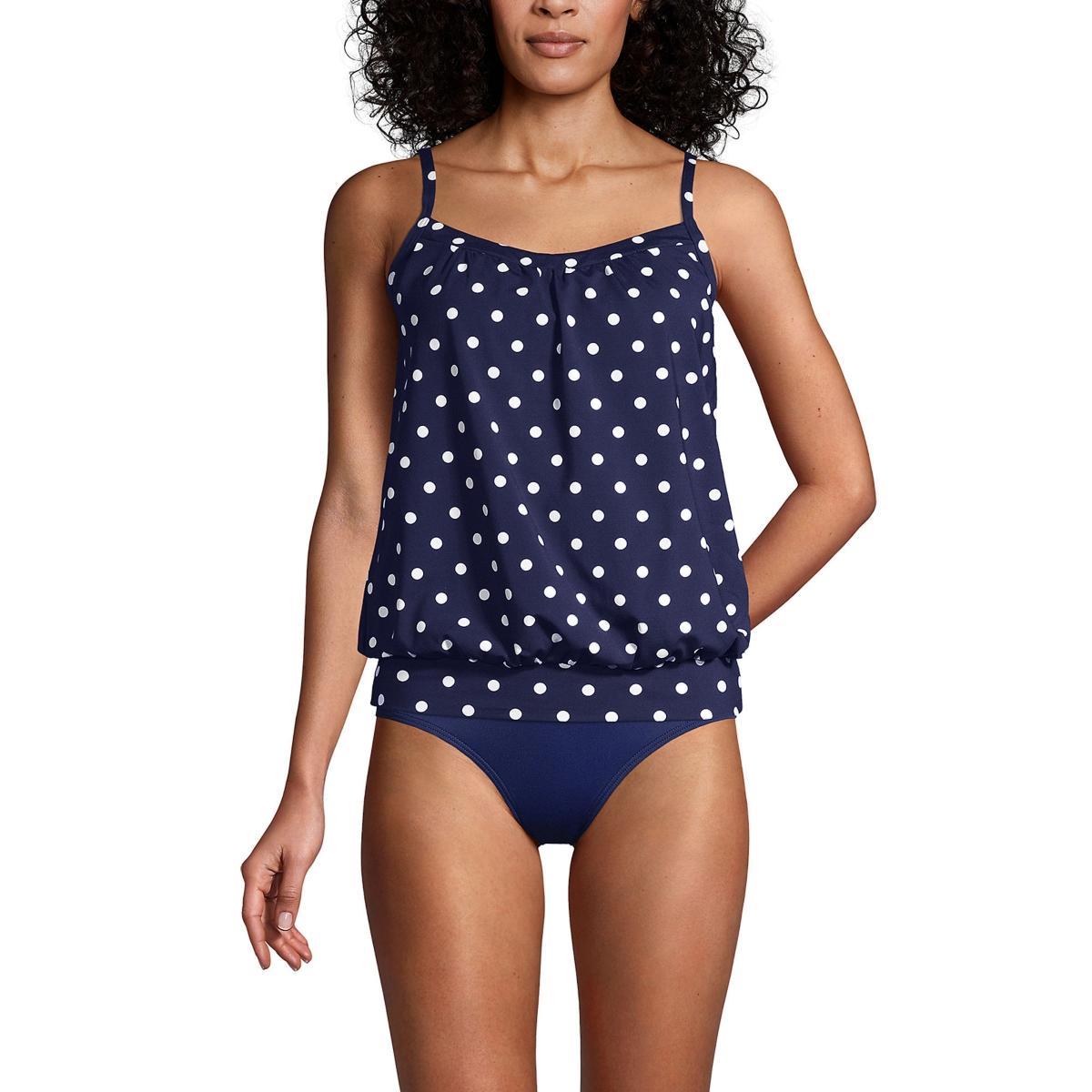 Women's Lands' End DDD-Cup Bust-Minimizer Blouson Chlorine-Resistant Tankini Swim Top, Size: 8 Ddd, Deep  Blue Product Image