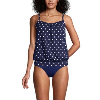 Women's Lands' End DDD-Cup Bust-Minimizer Blouson Chlorine-Resistant Tankini Swim Top, Size: 8 Ddd, Deep  Blue Product Image