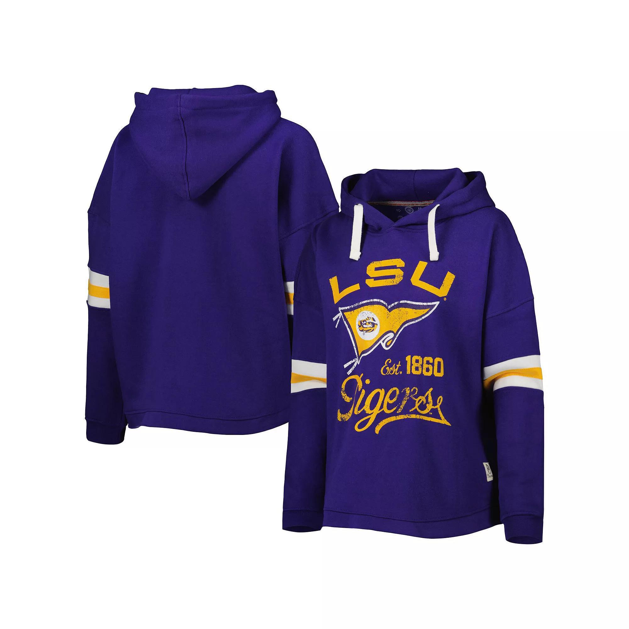 Women's Pressbox Purple LSU Tigers Super Pennant Pullover Hoodie, Size: Large Product Image
