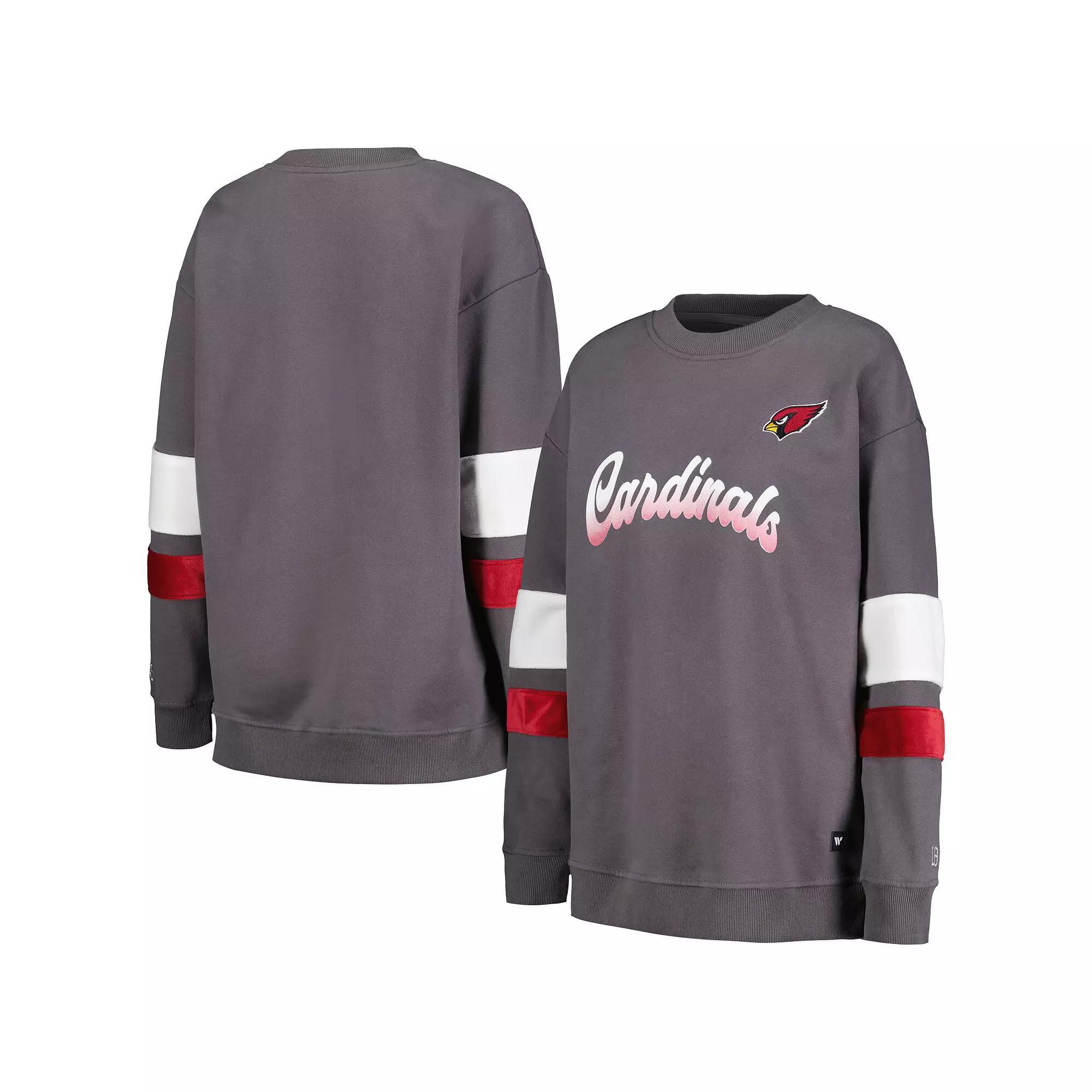 Women's The Wild Collective Charcoal Arizona Cardinals Fleece Pullover Sweatshirt, Size: Large Product Image