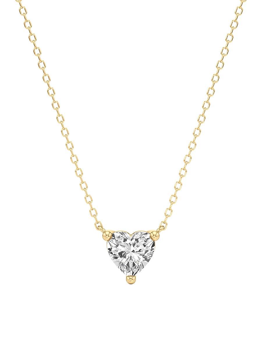 Womens 14K Gold & 1.50 TCW Lab-Grown Diamond Heart Pendant Necklace Product Image