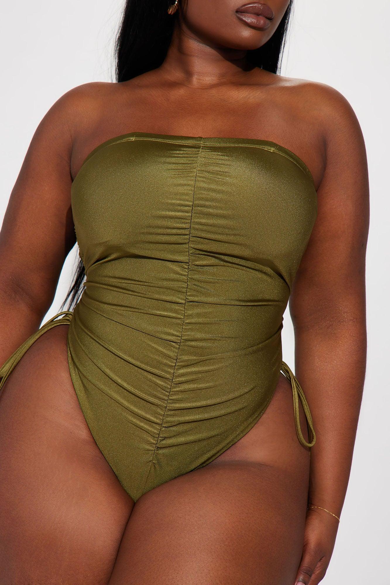 Eloise Ruched 1 Piece Swimsuit - Olive Product Image