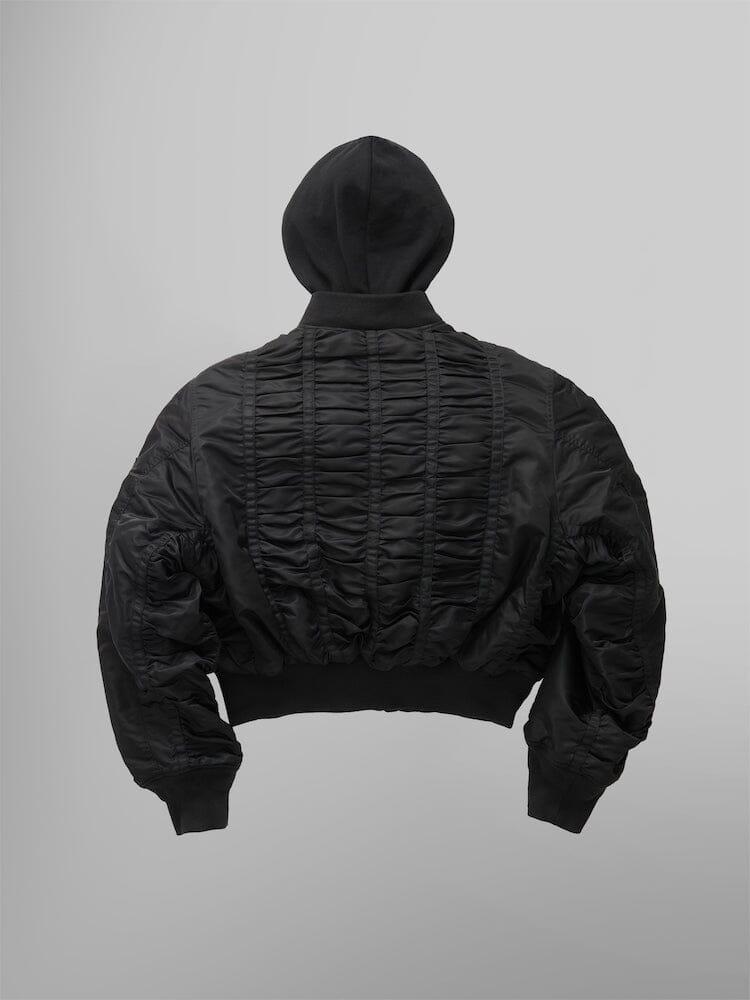 ALPHA X MADEME HOODED RUCHED MA-1 BOMBER JACKET Product Image
