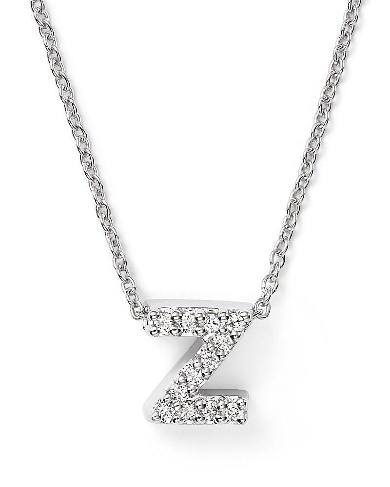 Roberto Coin 18K White Gold Initial Love Letter Pendant Necklace with Diamonds, 16 Product Image