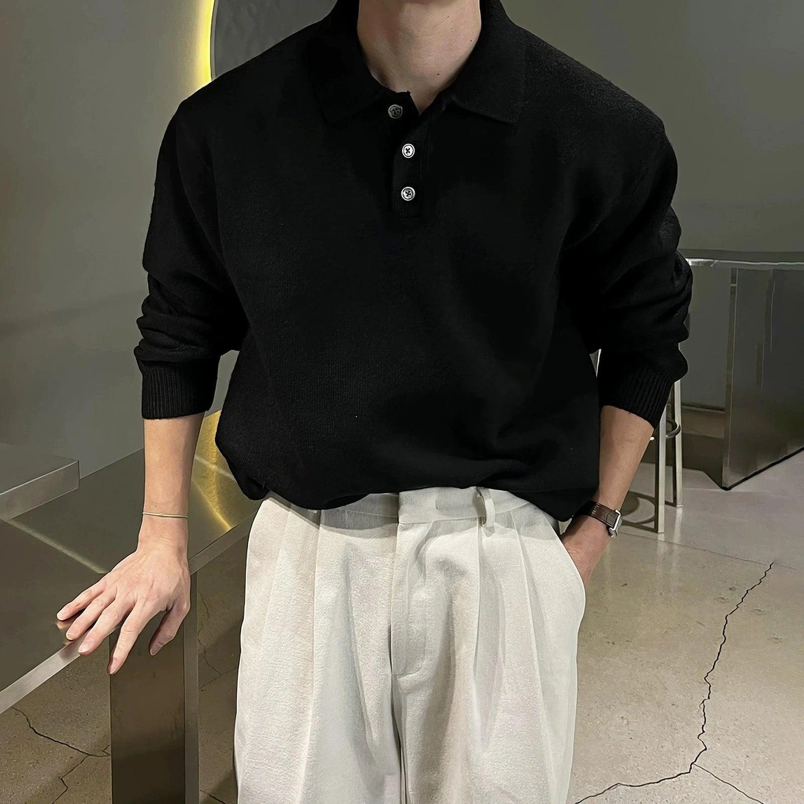 RT No. 18255 KNIT POLO COLLAR SWEATER Product Image