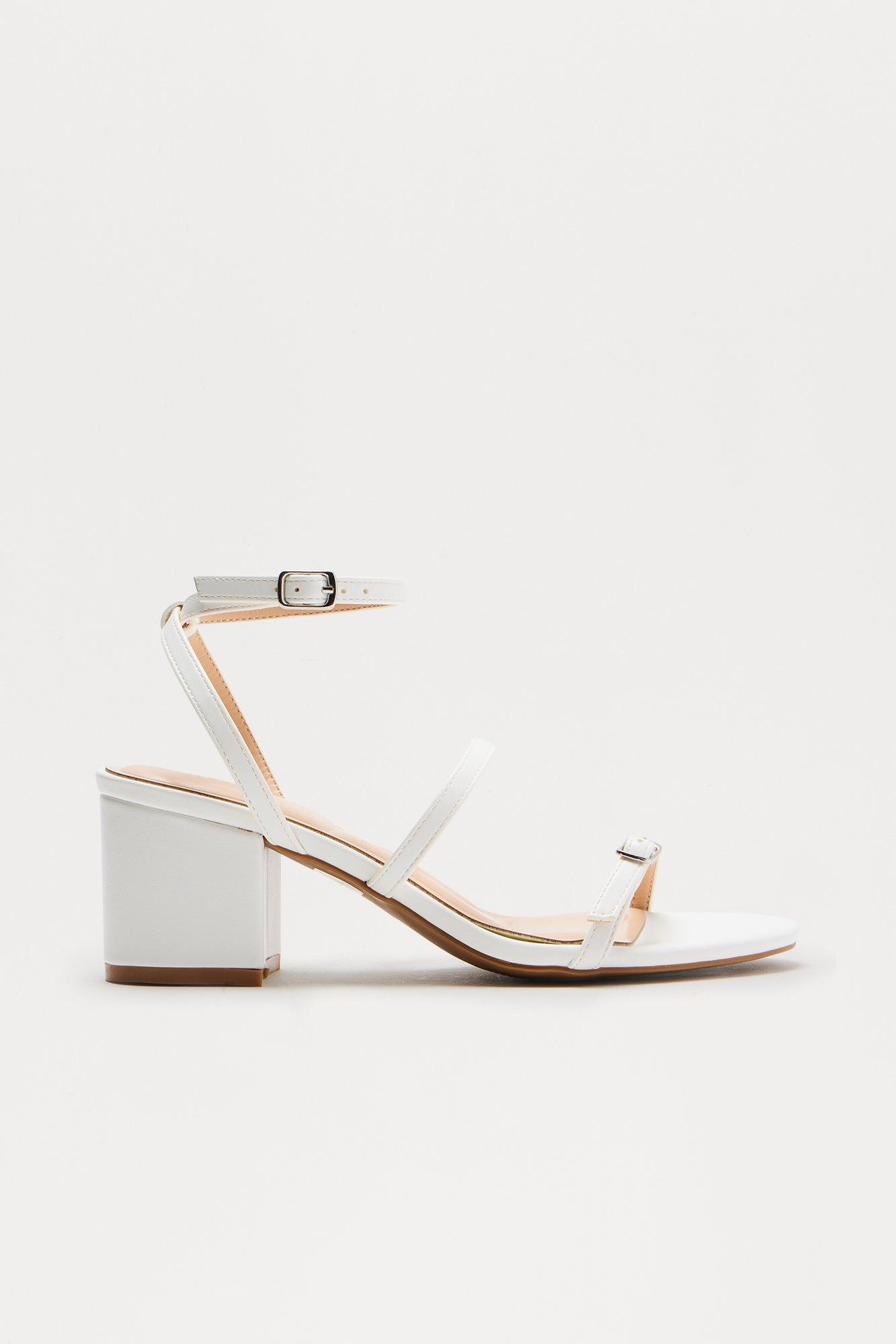 Isabetta Ankle Strap Heels - White Product Image