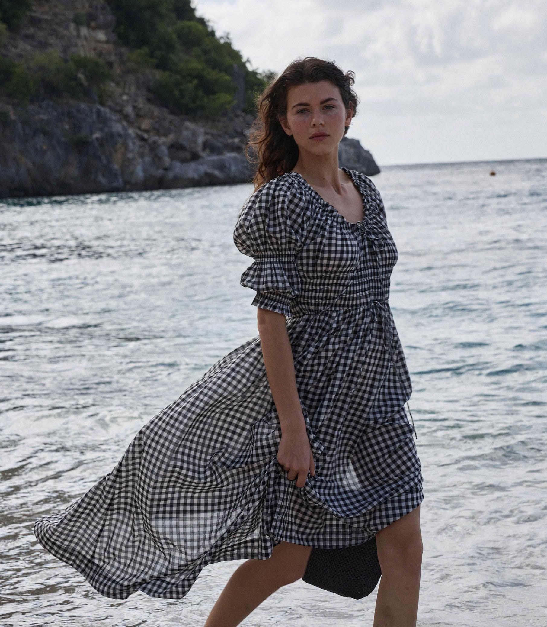 ISCHIA DRESS -- NOIR GRETA GINGHAM Product Image