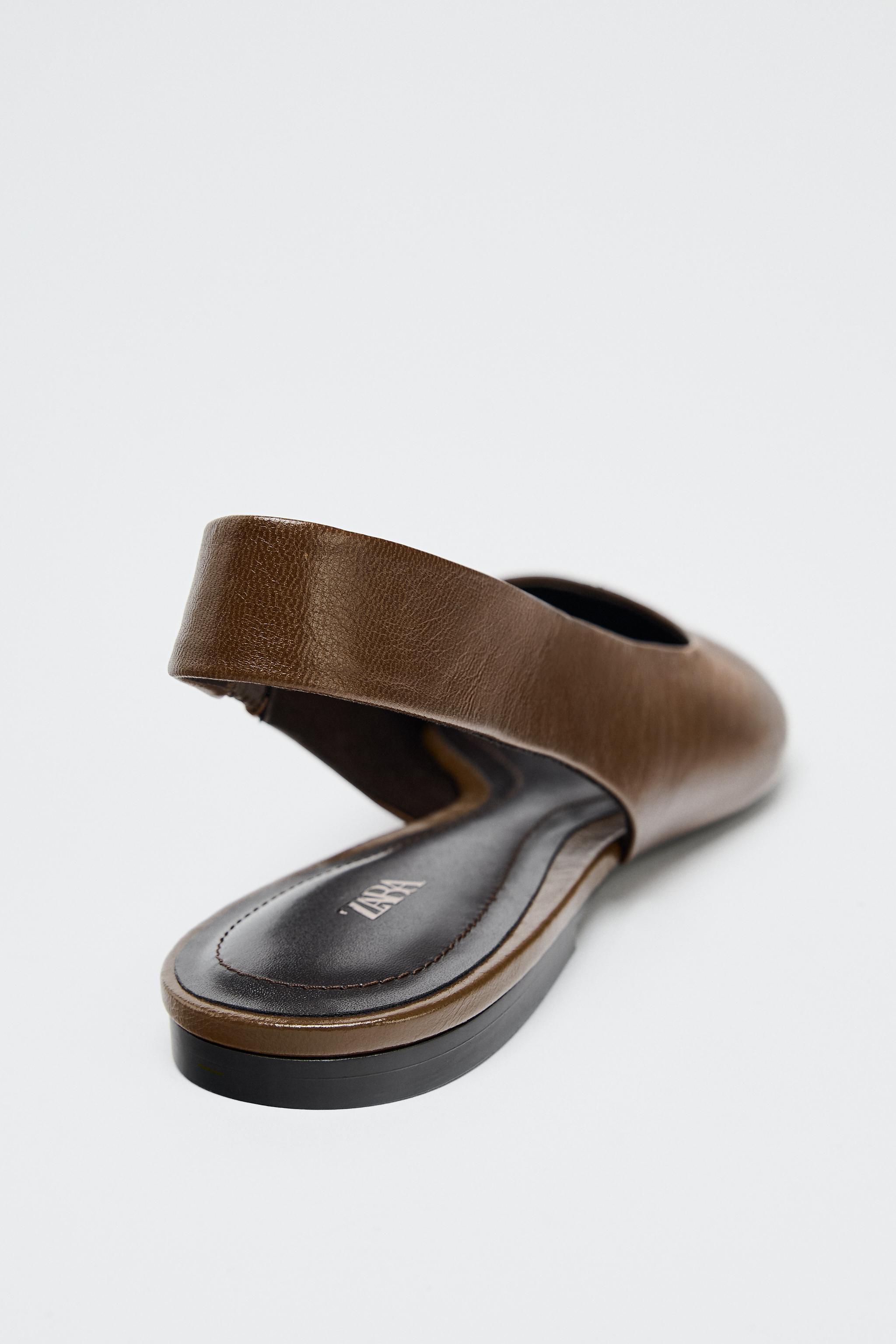 POINTED TOE LEATHER SLINGBACK FLATS Product Image
