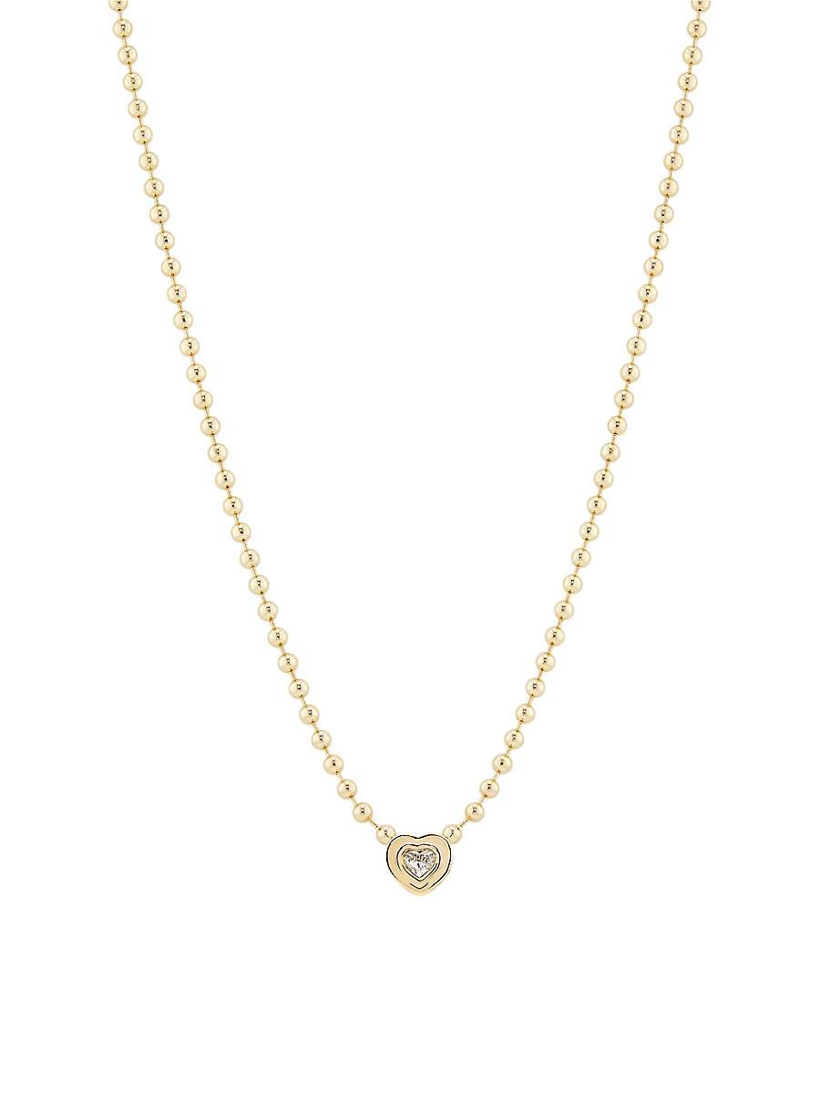 Womens 14K Yellow Gold & 0.19 TCW Diamond Heart Pendant Necklace Product Image