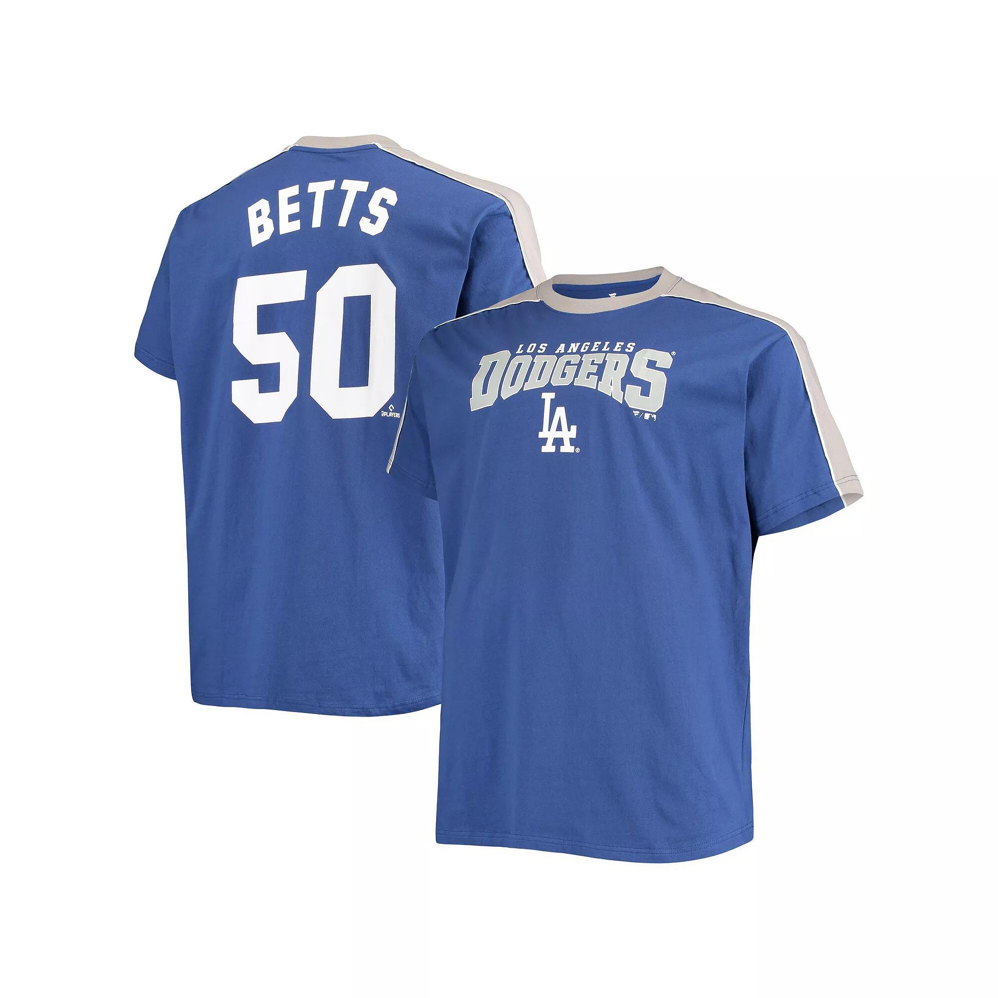 Men's Mookie Betts Royal/Gray Los Angeles Dodgers Big & Tall Fashion Piping Player T-Shirt, Size: 2XLT, Blue Product Image