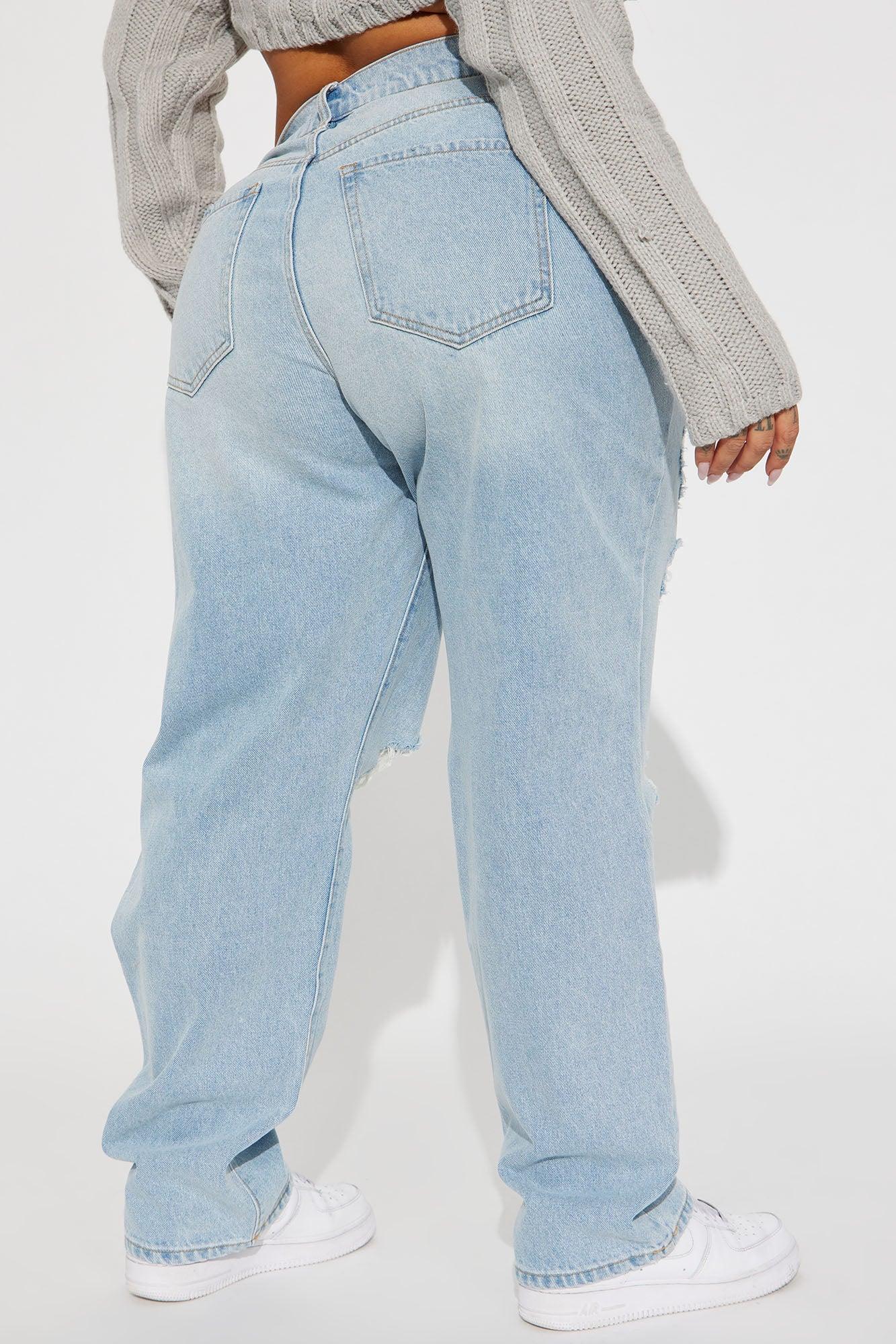 Seeking Thrills Shredded Straight Leg Jeans - Light Wash Product Image