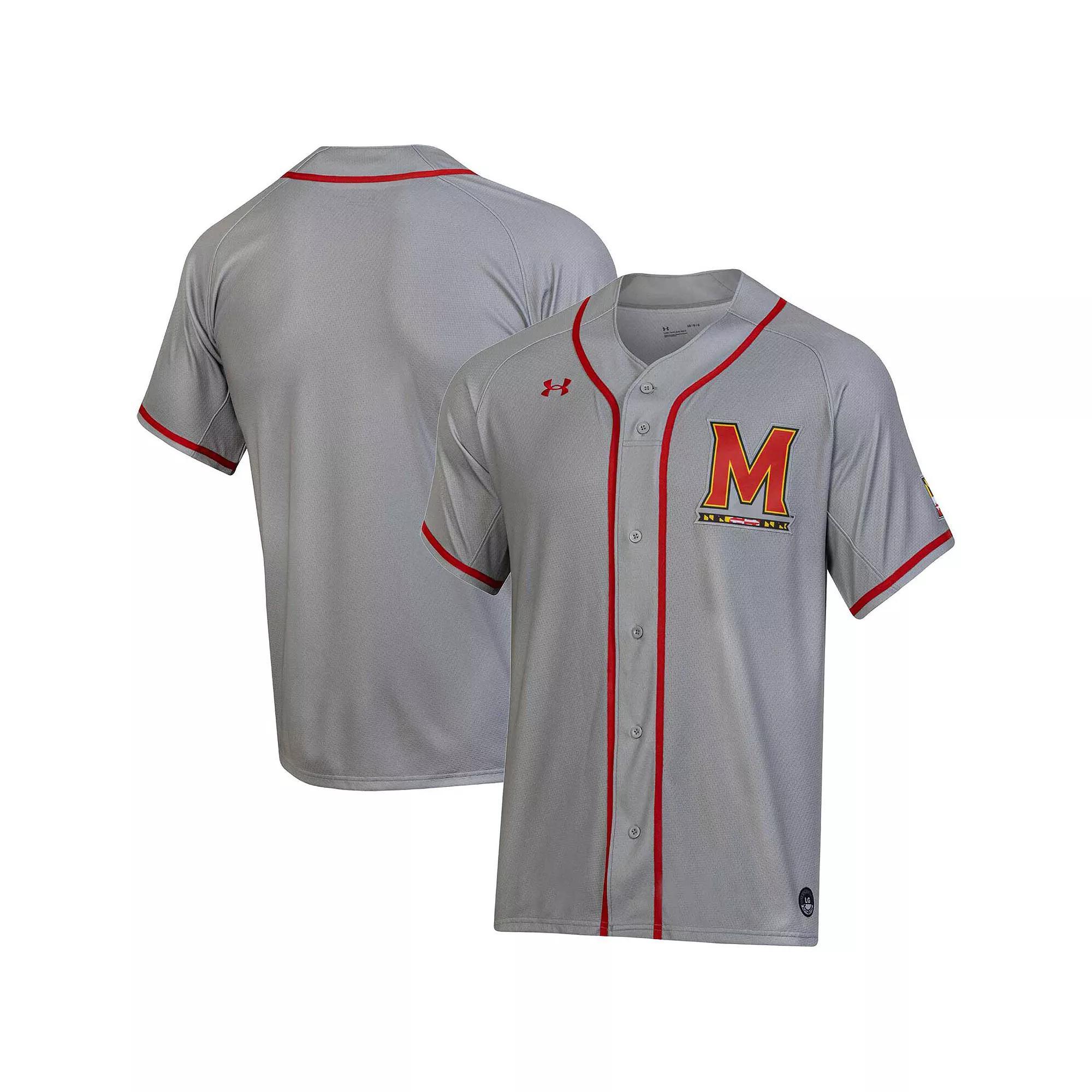Men's Under Armour Gray Maryland Terrapins Replica Baseball Jersey, Size: Large, Grey Product Image