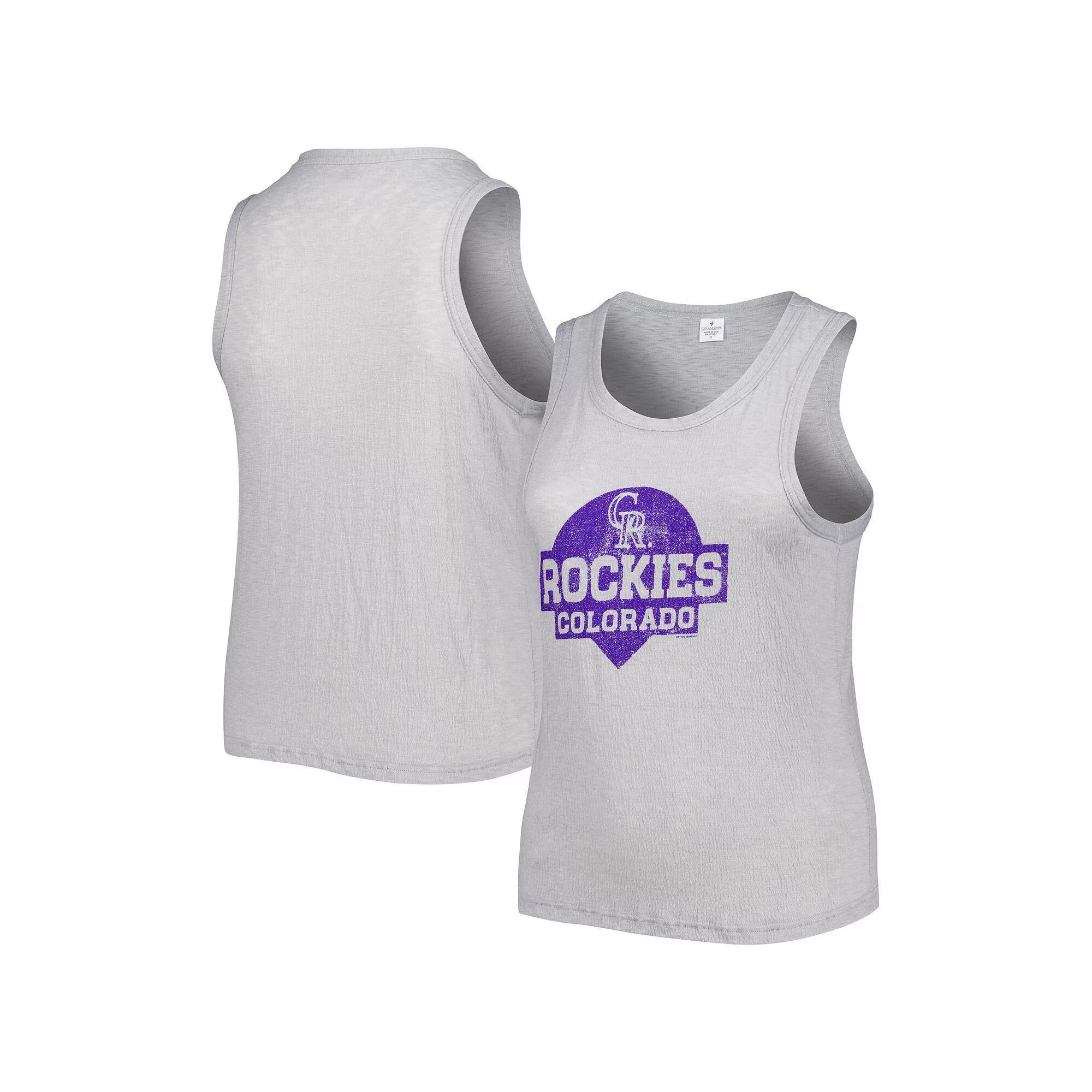 Women's Soft as a Grape Gray Colorado Rockies Plus Size High Neck Tri-Blend Tank Top, Size: 2XL, Grey Product Image
