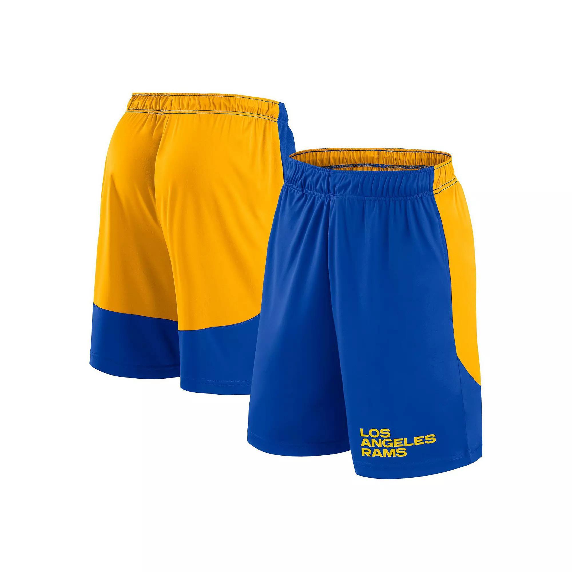 Men's Fanatics Royal/Gold Los Angeles Rams Launch Polyester Shorts, Size: 3XL, Blue Product Image