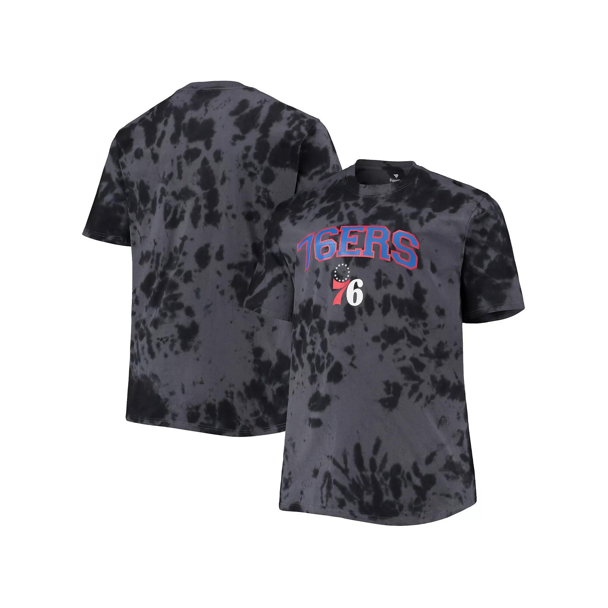 Men's Black Philadelphia 76ers Big & Tall Marble Dye Tonal Performance T-Shirt, Size: XLT, 76r Black Product Image